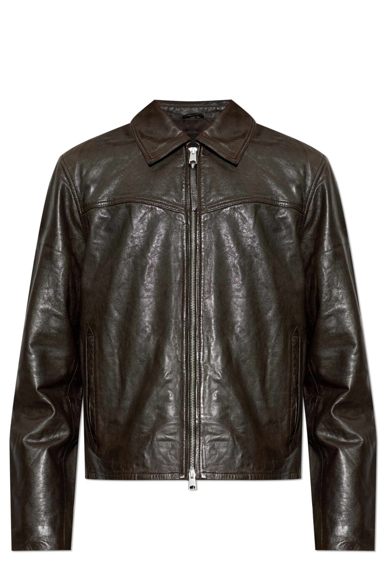 AllSaints Skórzana Kurtka `Tune`, Mężczyźni, Brązowy