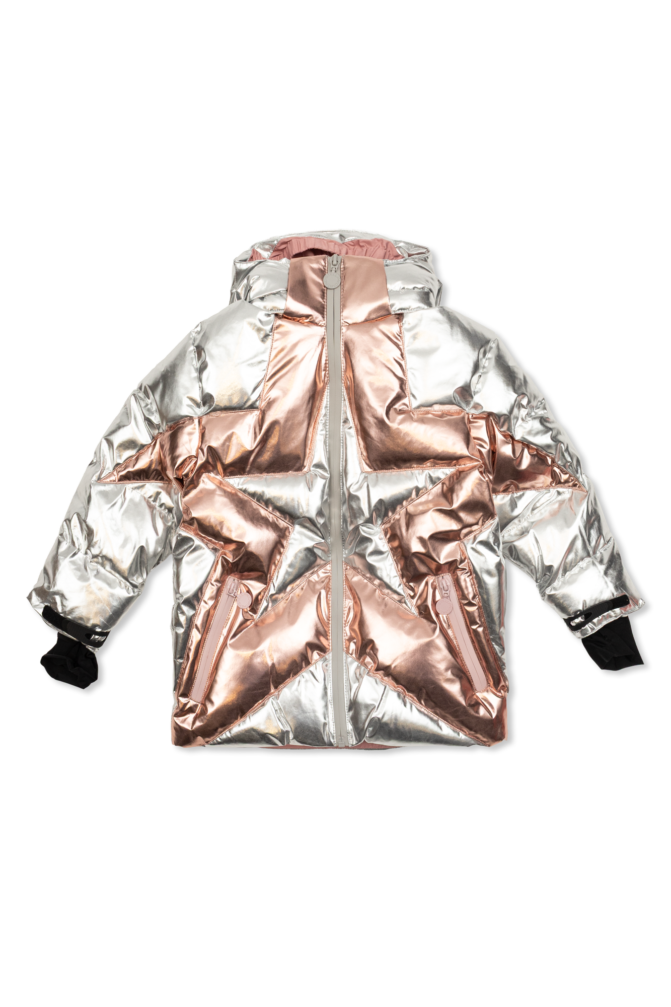 Stella McCartney Kids Ocieplana Kurtka Narciarska Z Kapturem, Unisex, Srebrny