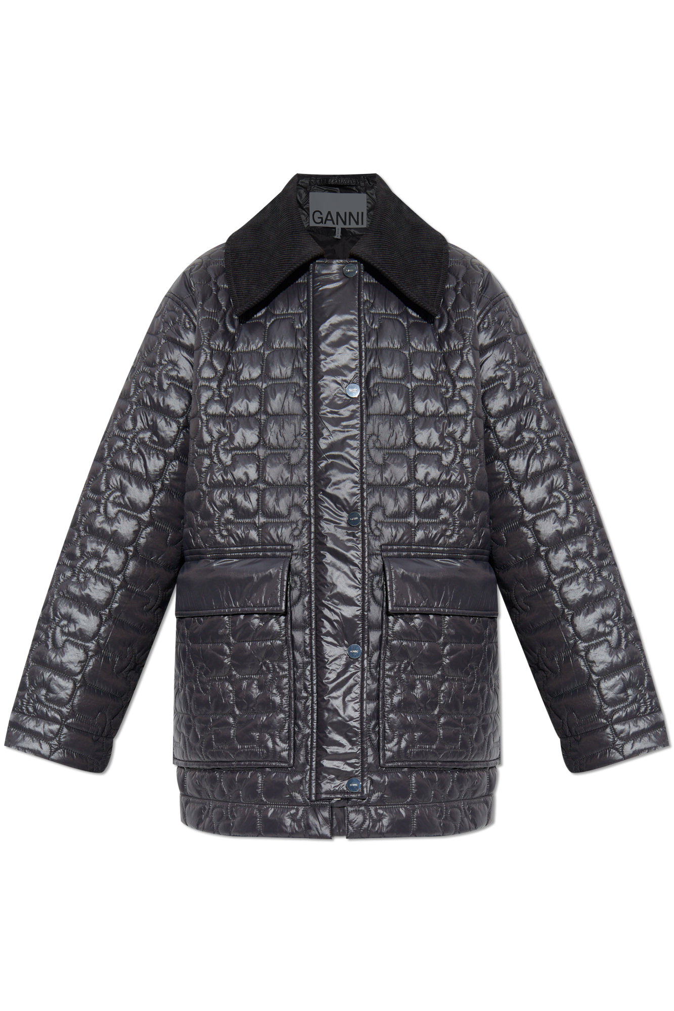 Ganni Pikowana Kurtka Typu `oversize`, Kobiety, Szary