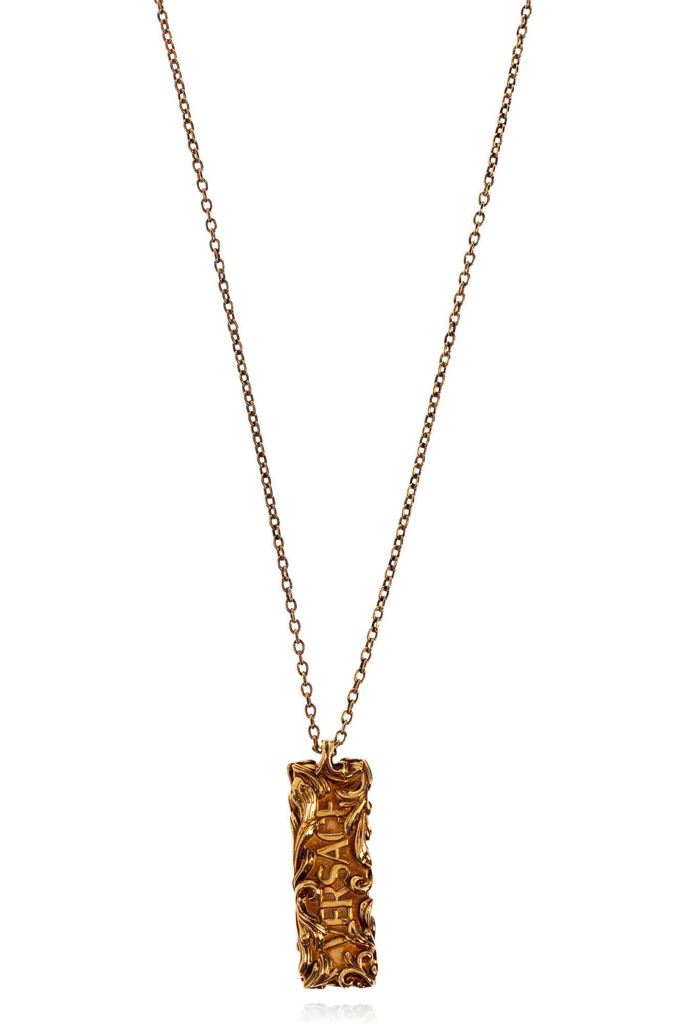 Versace Naszyjnik Z Zawieszką Z Logo, Mężczyźni, Złoty