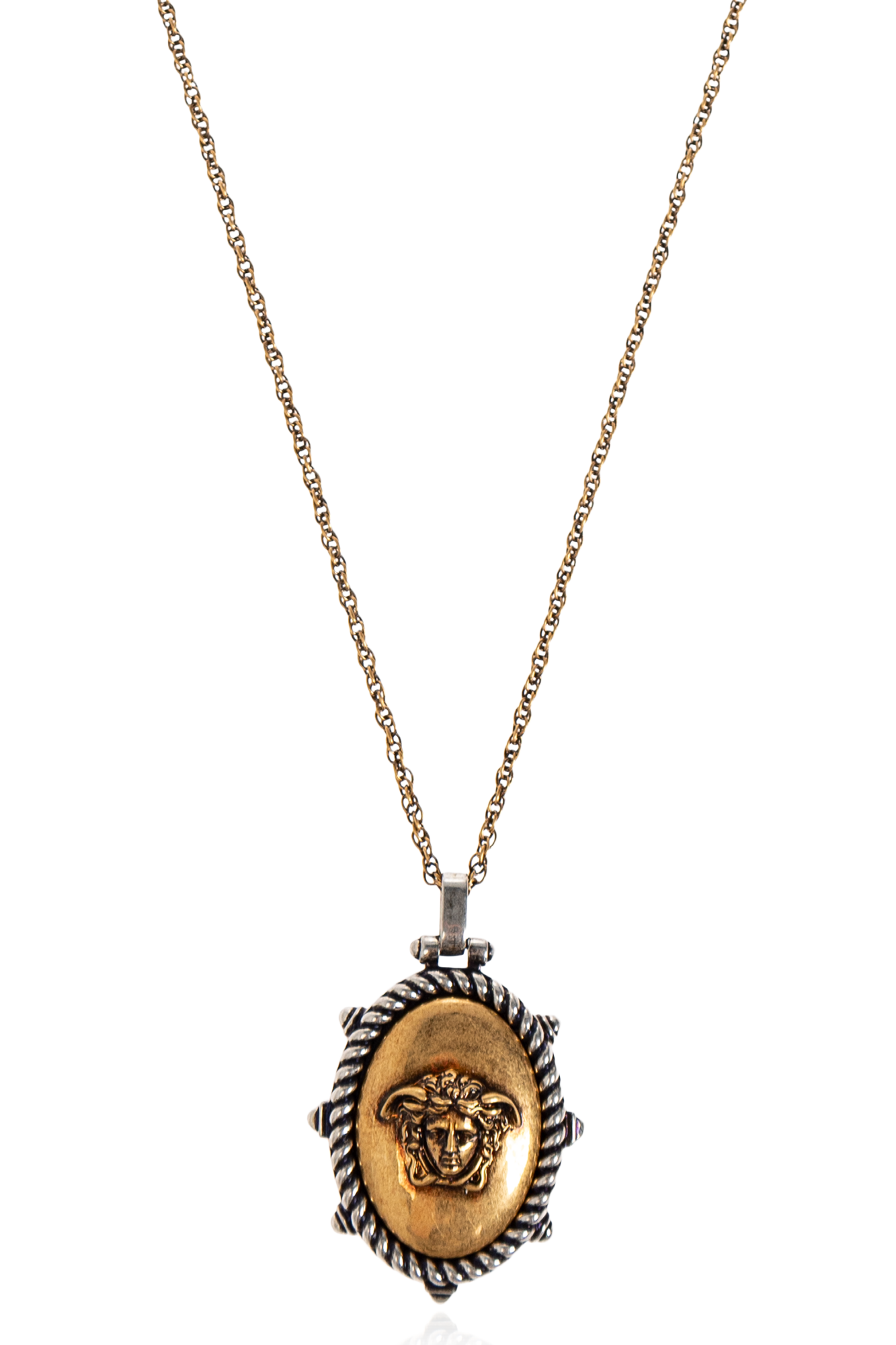 Versace Mosiężny Naszyjnik Z Zawieszką, Unisex, Złoty