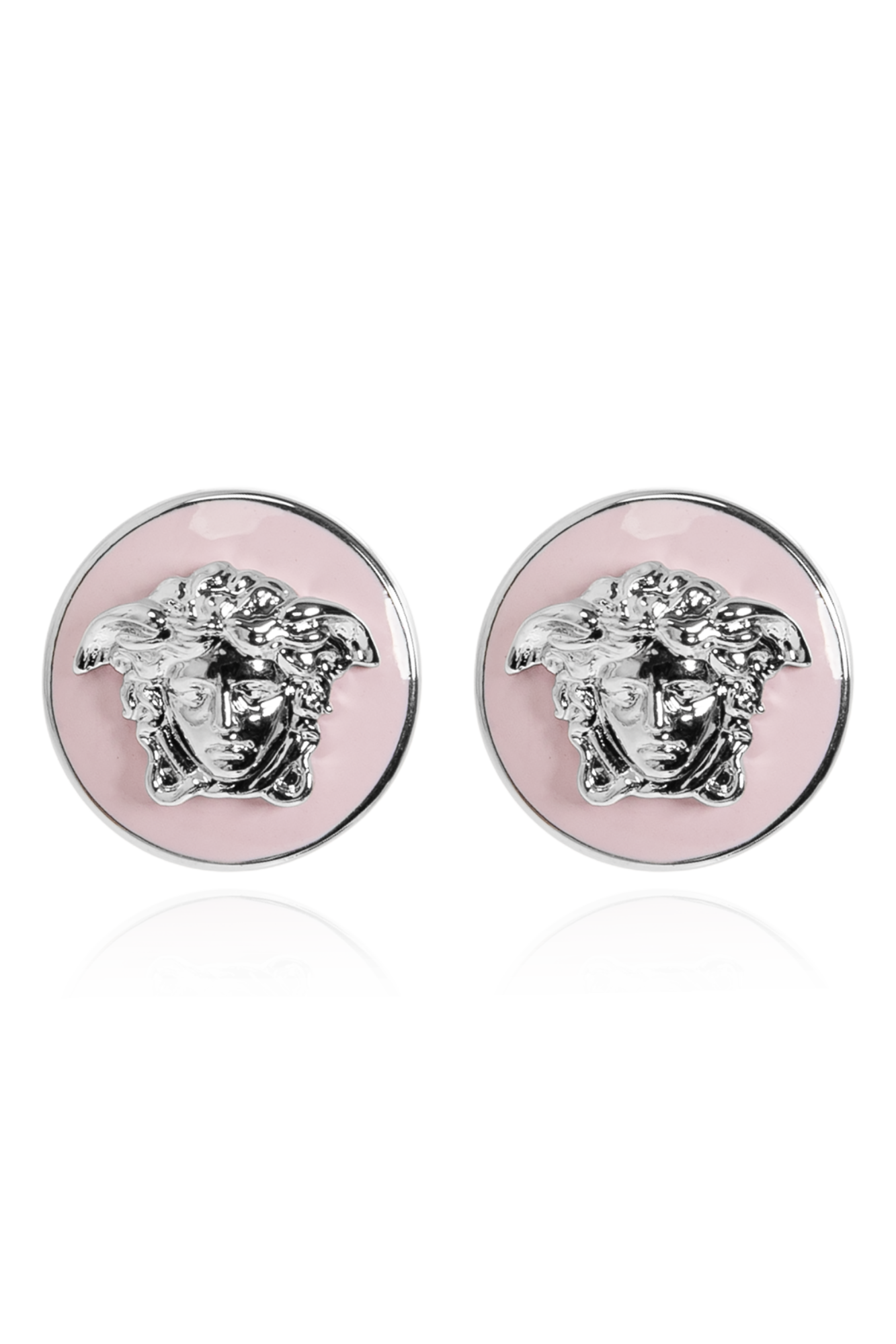 Versace Mosiężne Kolczyki Z Głową Meduzy, Unisex, Różowy