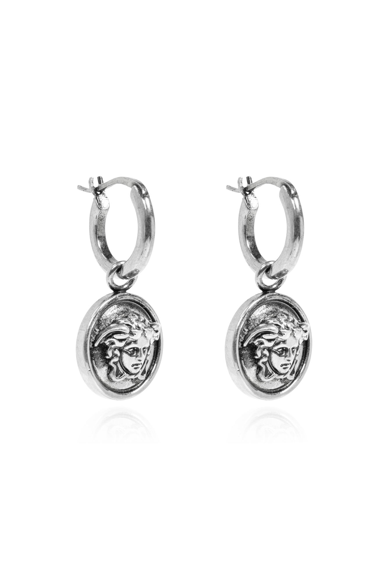 Versace Mosiężne Kolczyki, Unisex, Srebrny