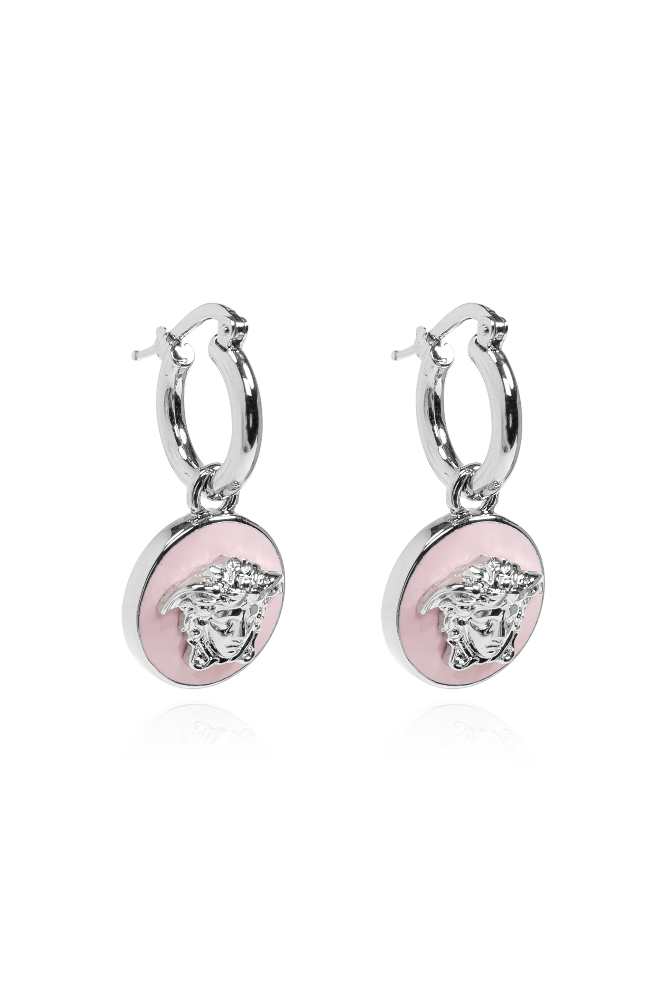 Versace Mosiężne Kolczyki Z Głową Meduzy, Unisex, Różowy