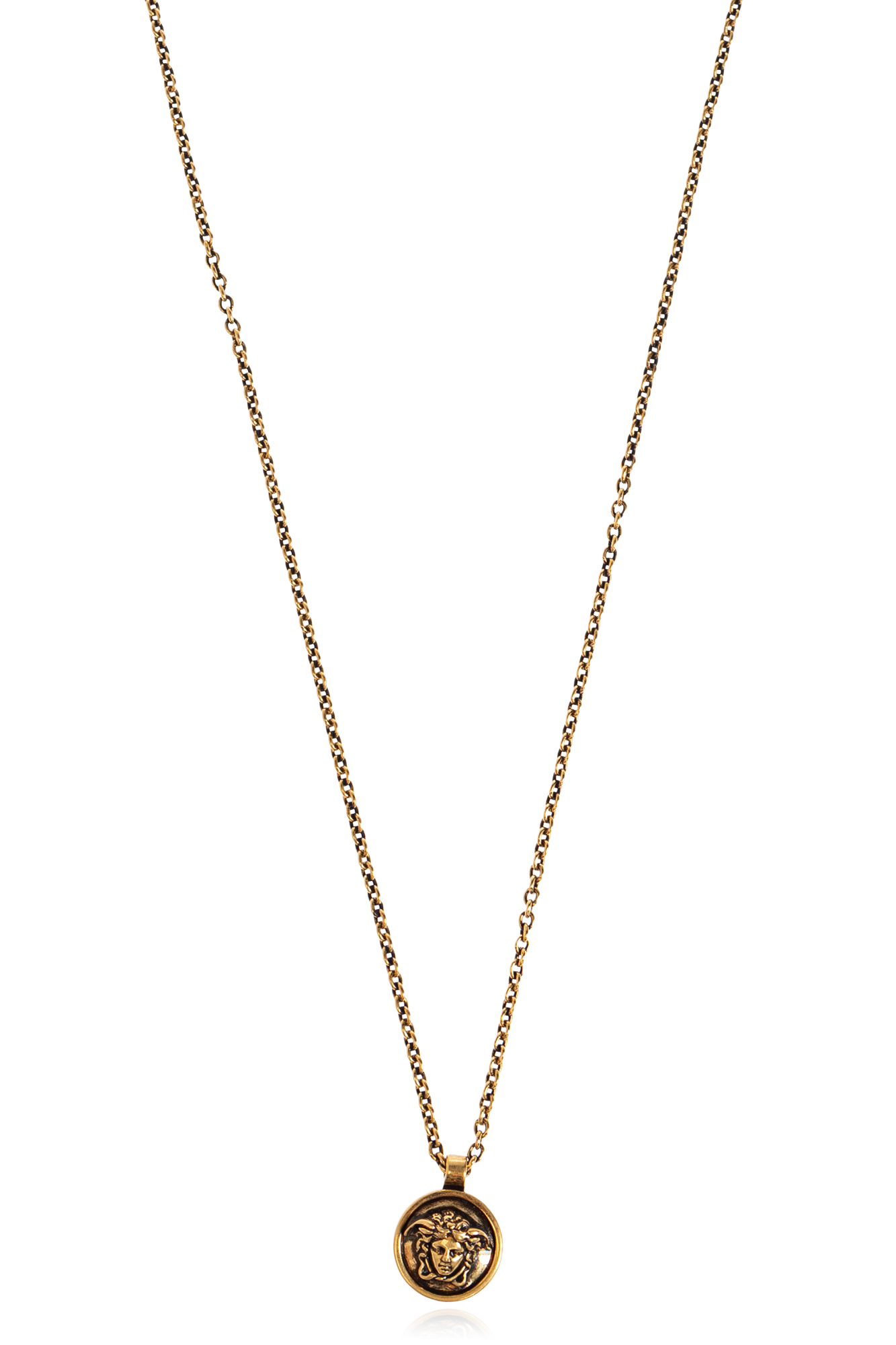 Versace Mosiężny Naszyjnik Z Zawieszką, Unisex, Złoty