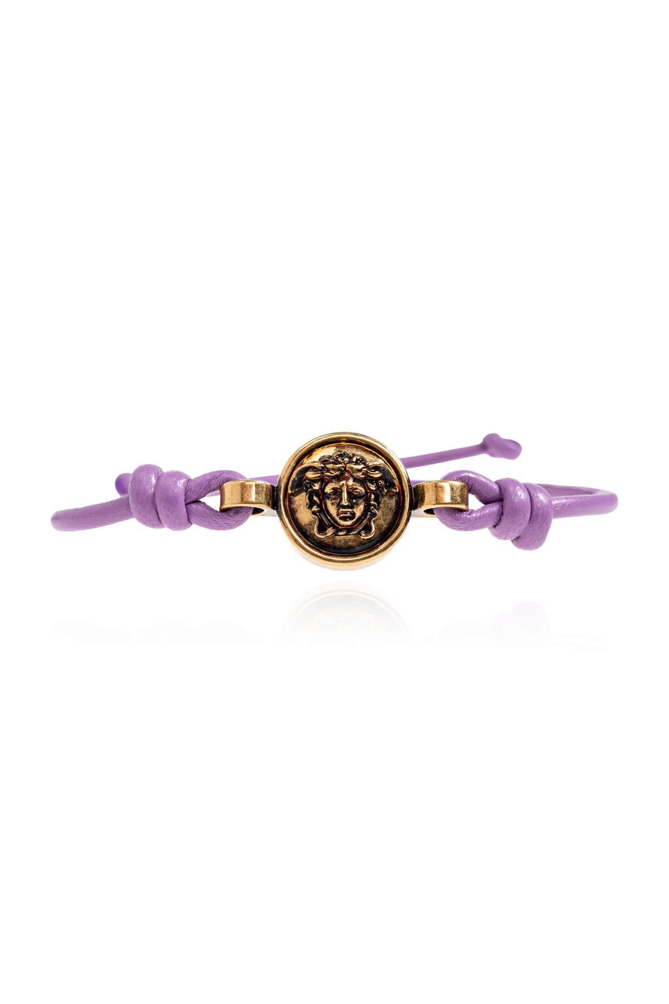 Versace Skórzana Bransoleta, Unisex, Fioletowy