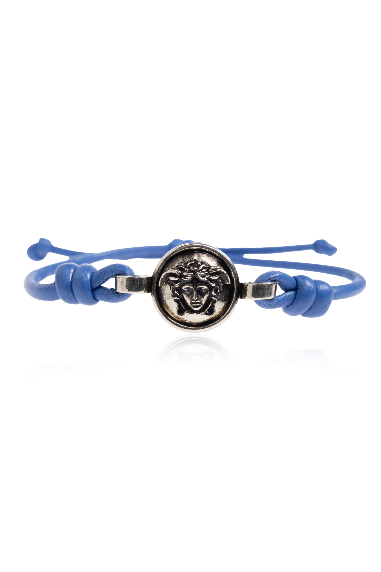 Versace Skórzana Bransoleta, Unisex, Niebieski
