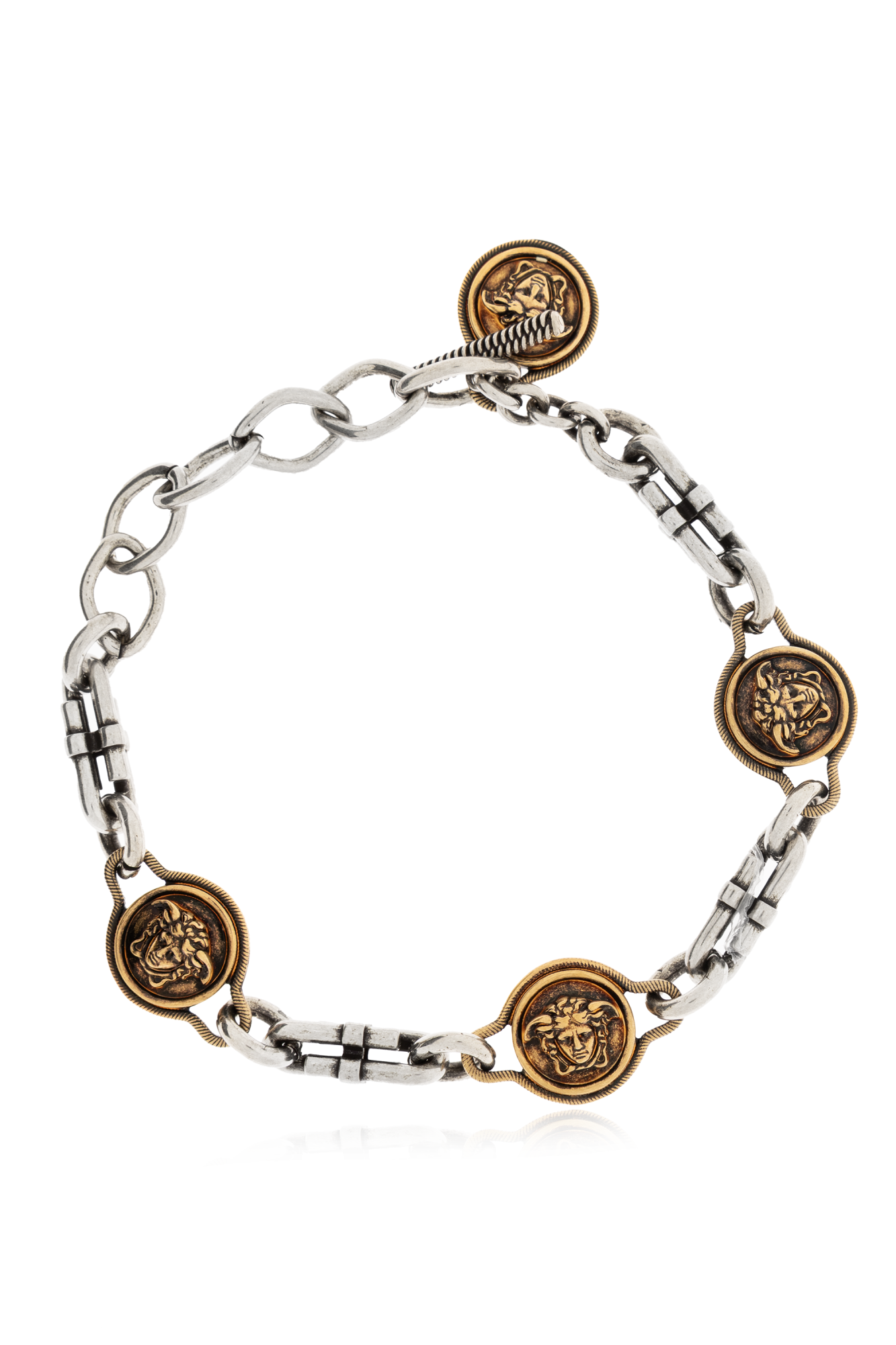 Versace Mosiężna Bransoleta Z Głową Meduzy, Unisex, Srebrny