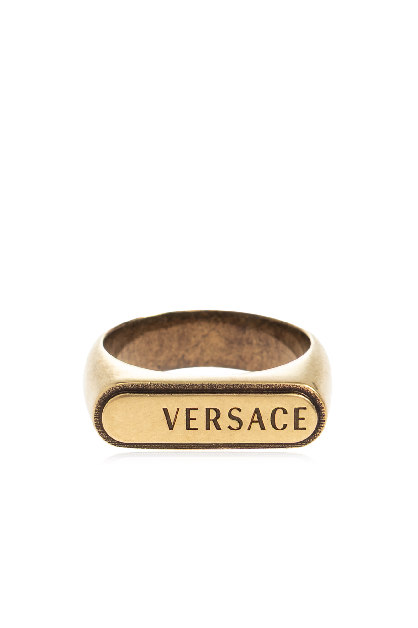 Versace Sygnet Z Wygrawerowanym Logo, Unisex, Złoty
