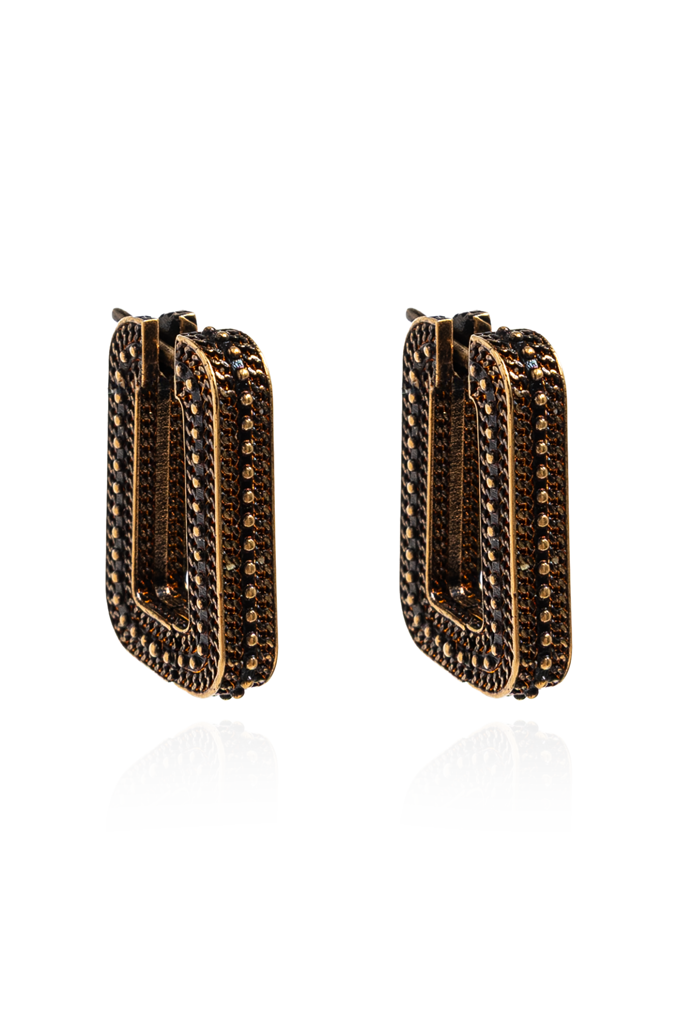 Versace Mosiężne Kolczyki Z Logo, Mężczyźni, Złoty