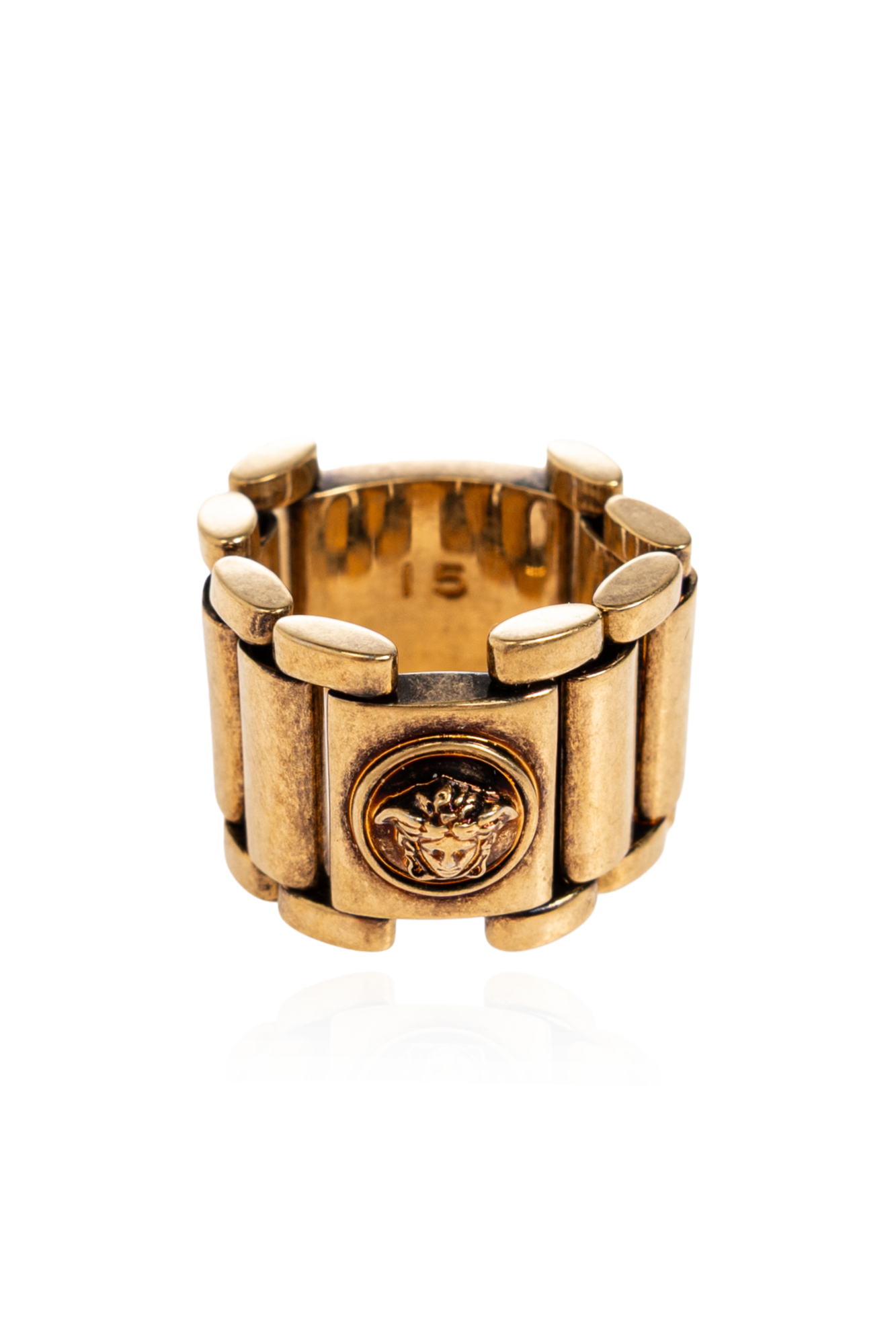 Versace Mosiężny Pierścień Z Głową Meduzy, Unisex, Złoty