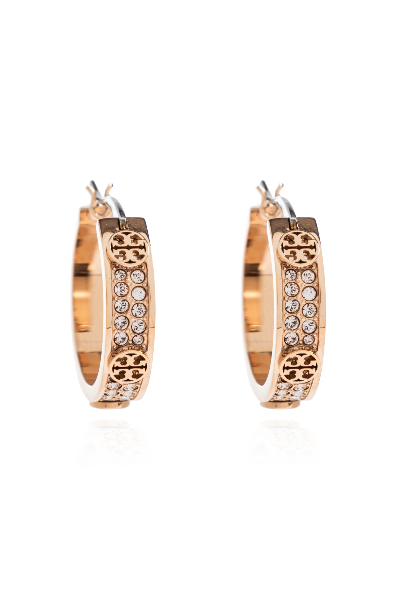 Tory Burch Okrągłe Kolczyki Z Połyskującymi Kryształami, Kobiety, Złoty
