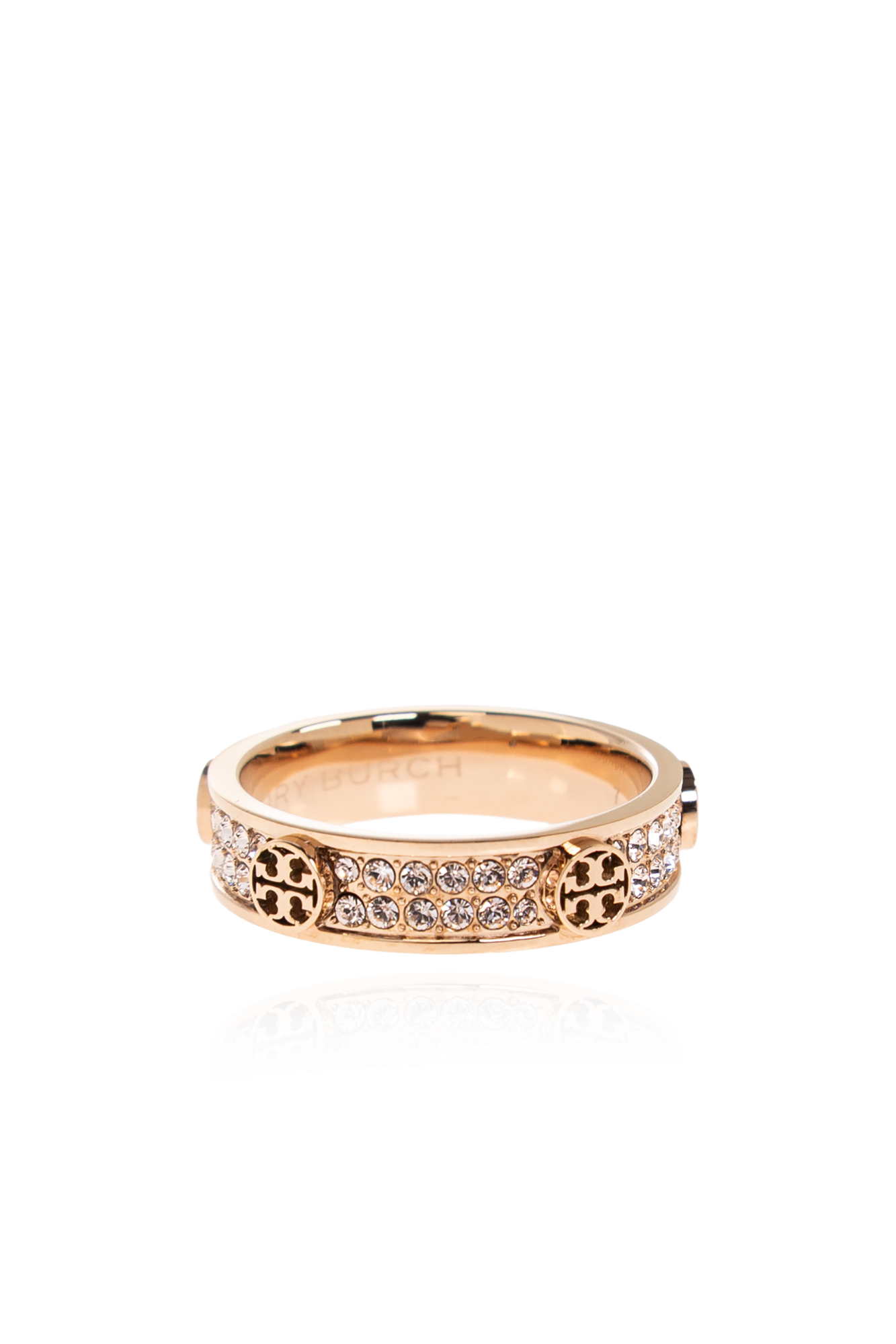 Tory Burch Pierścień Z Połyskującymi Kryształami, Kobiety, Złoty