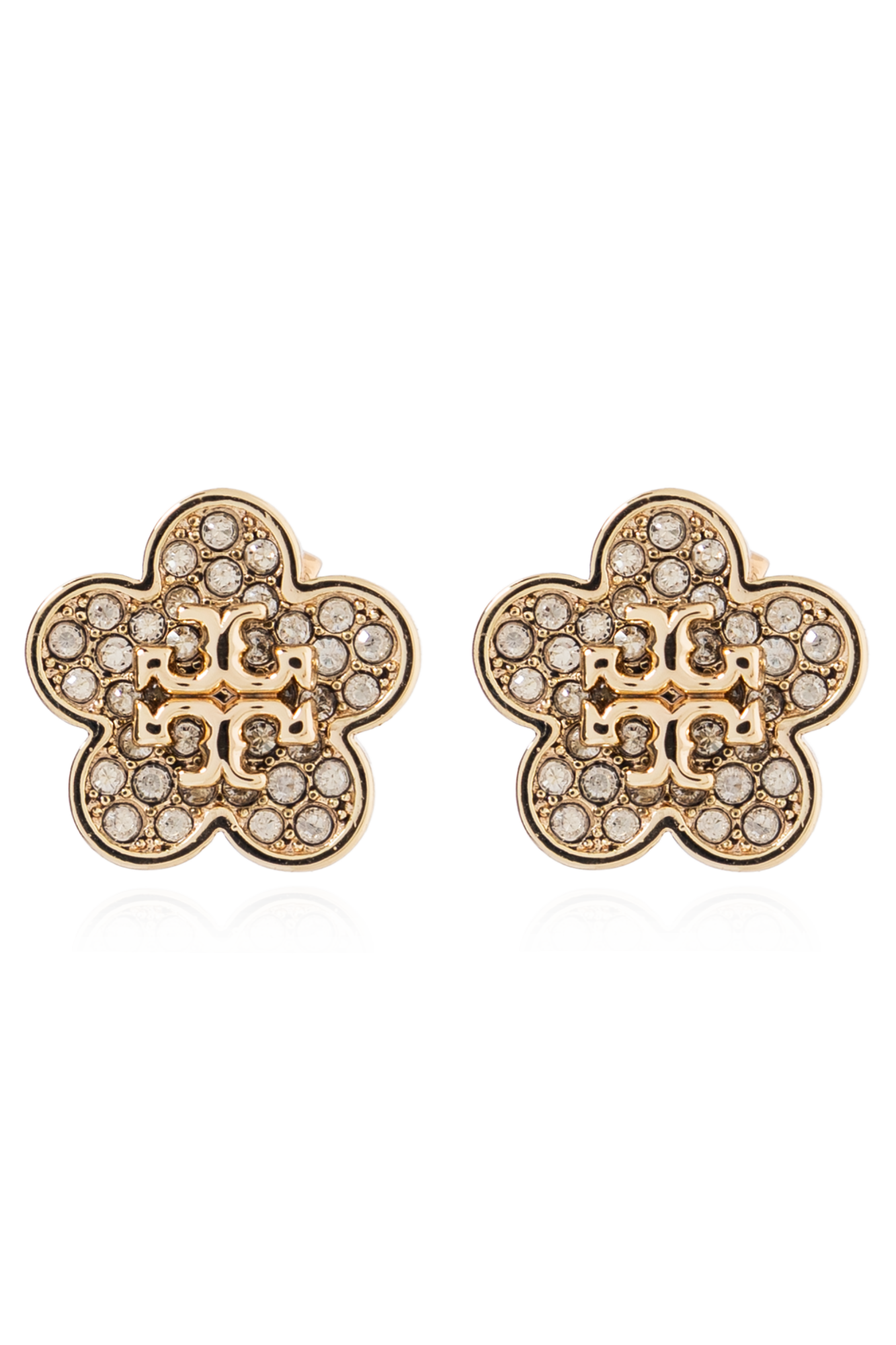 Tory Burch Kolczyki Z Połyskującymi Kryształami, Kobiety, Złoty