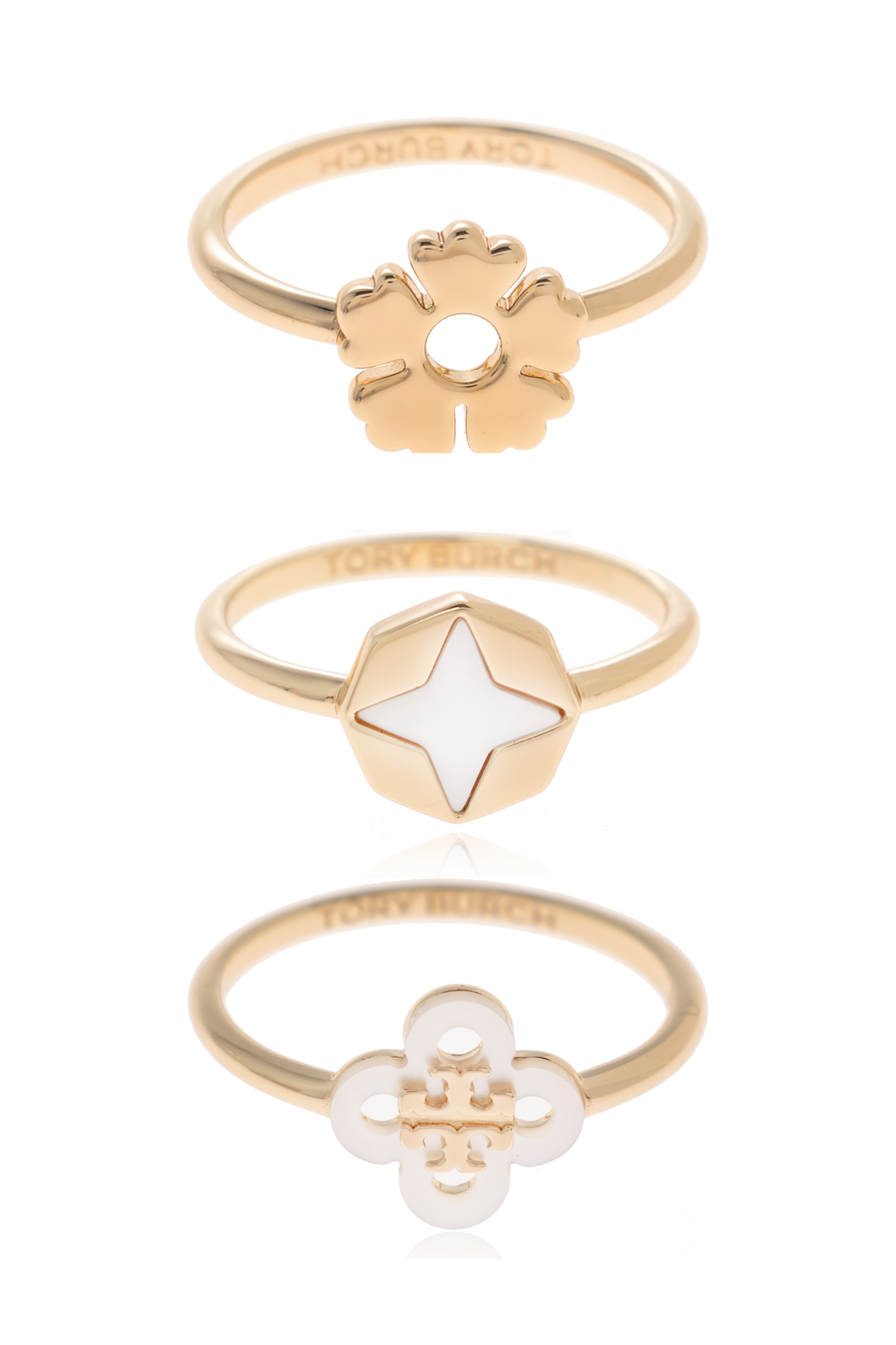 Tory Burch Zestaw Trzech Pierścieni, Kobiety, Złoty