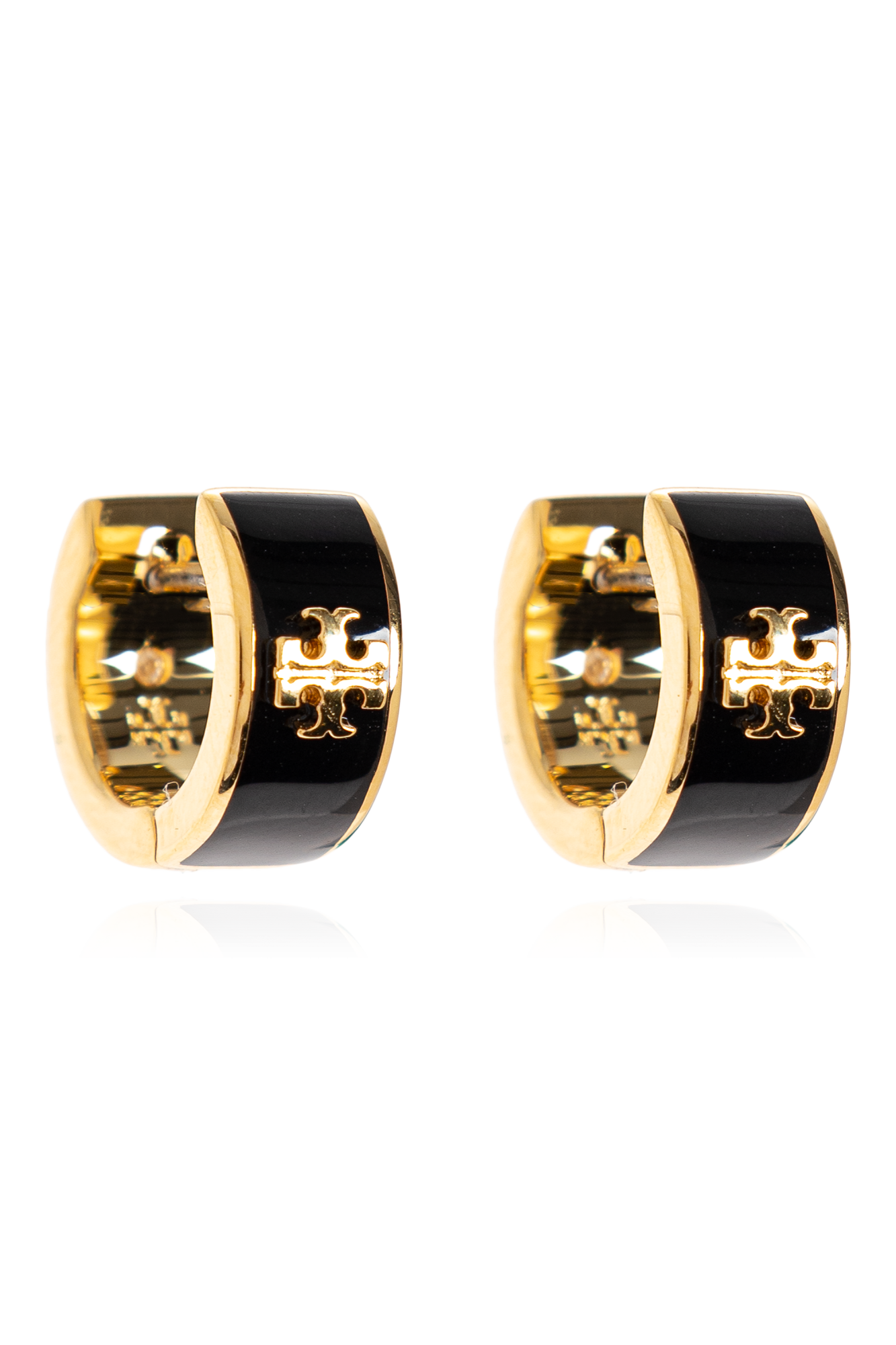 Tory Burch Kolczyki Z Logo, Kobiety, Czarny