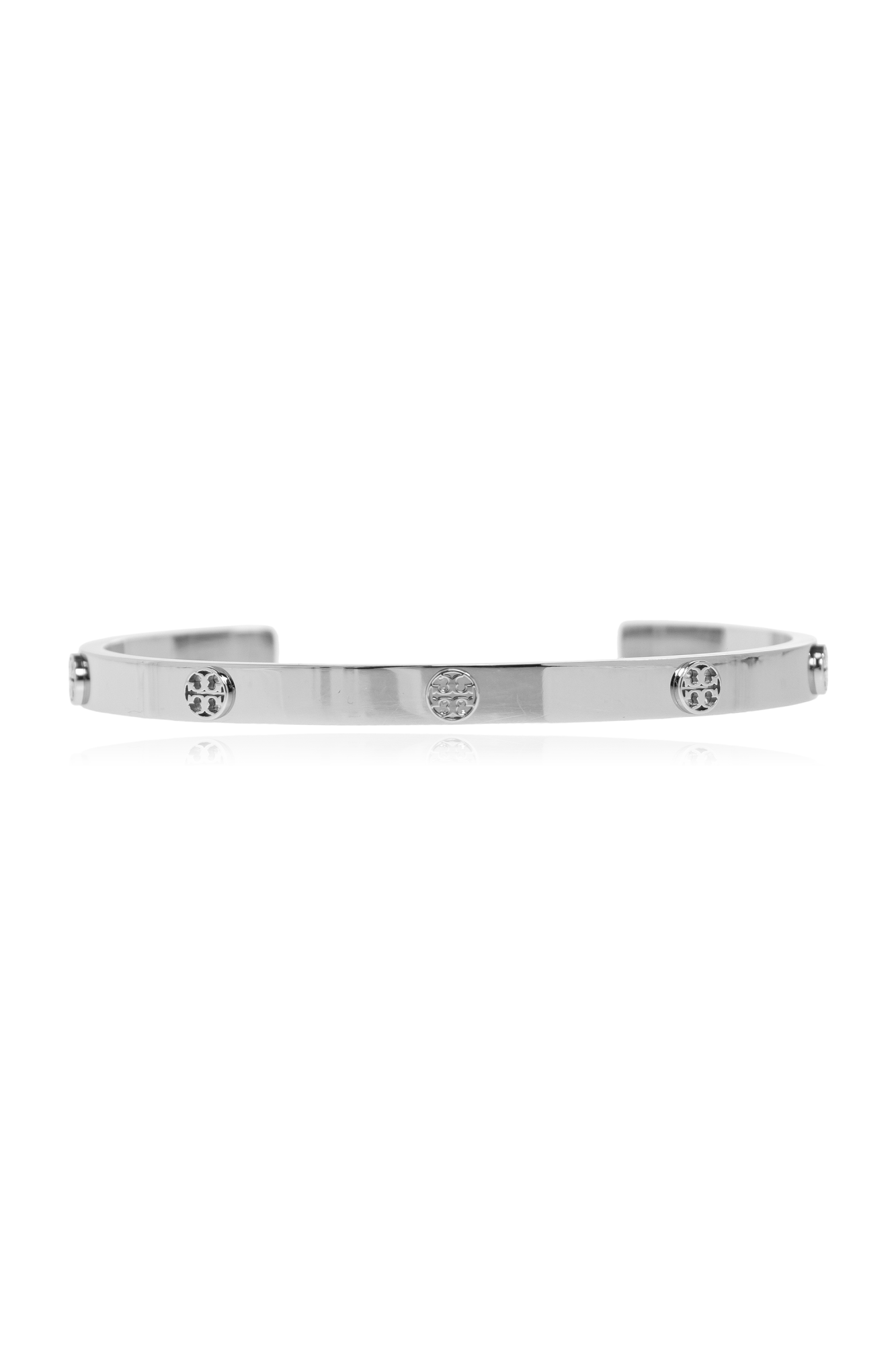 Tory Burch Mosiężna Bransoleta Z Logo, Kobiety, Srebrny