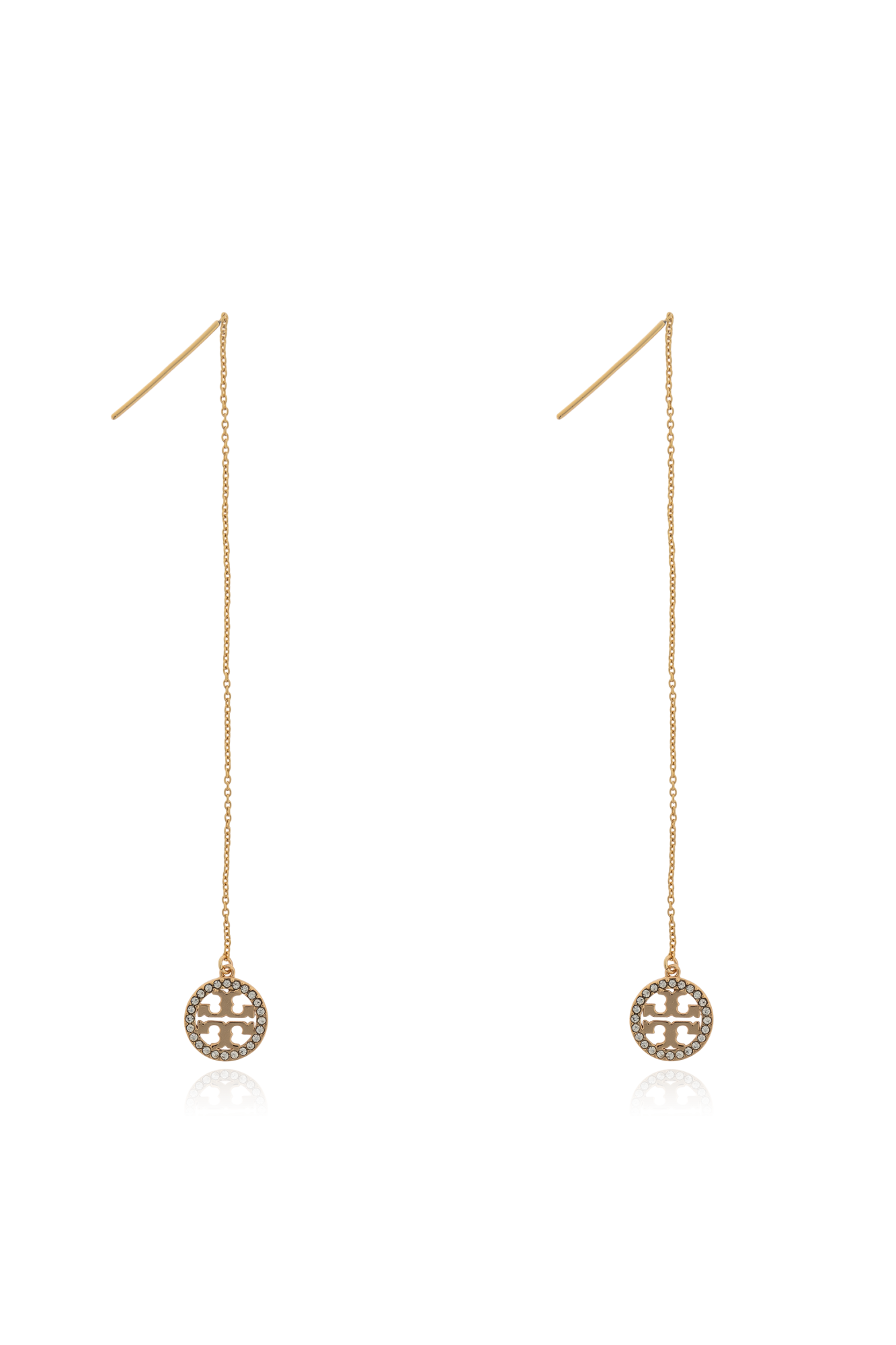 Tory Burch Długie Kolczyki Z Połyskującymi Kryształami, Kobiety, Złoty
