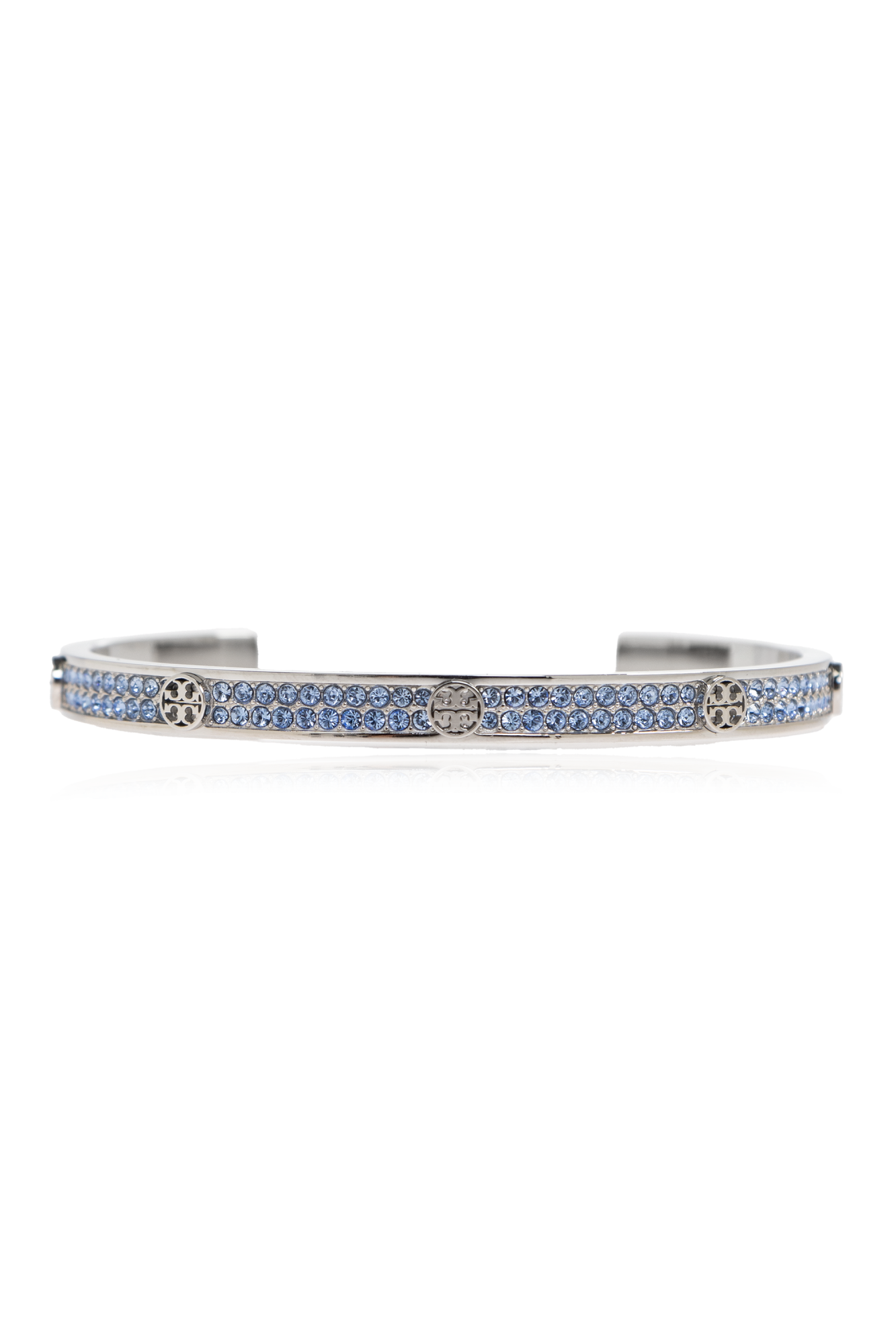 Tory Burch Bransoleta Z Połyskującymi Kryształami, Kobiety, Srebrny