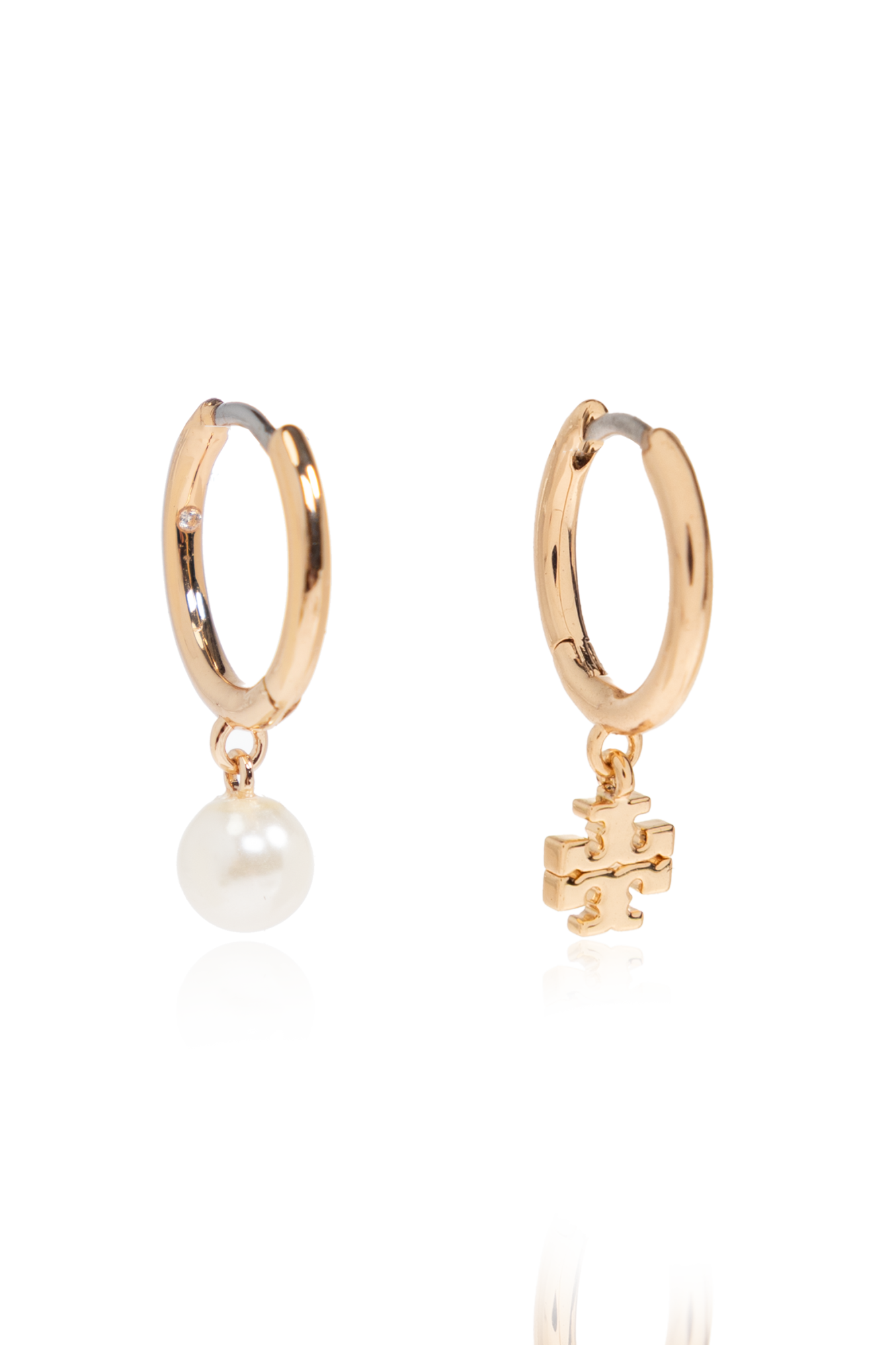 Tory Burch Okrągłe Kolczyki Z Zawieszką, Kobiety, Złoty