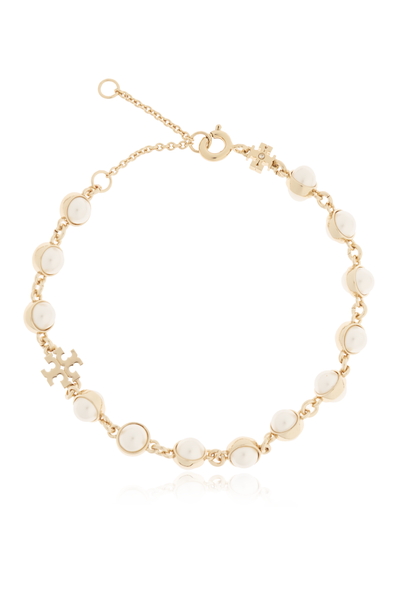 Tory Burch Bransoleta Ze Szklanymi Perłami, Kobiety, Złoty