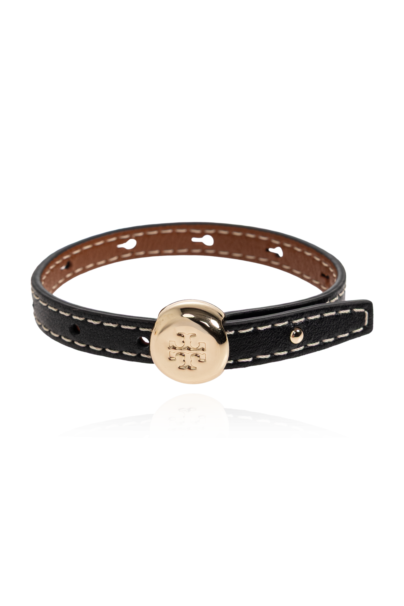 Tory Burch Skórzana Bransoleta, Kobiety, Czarny