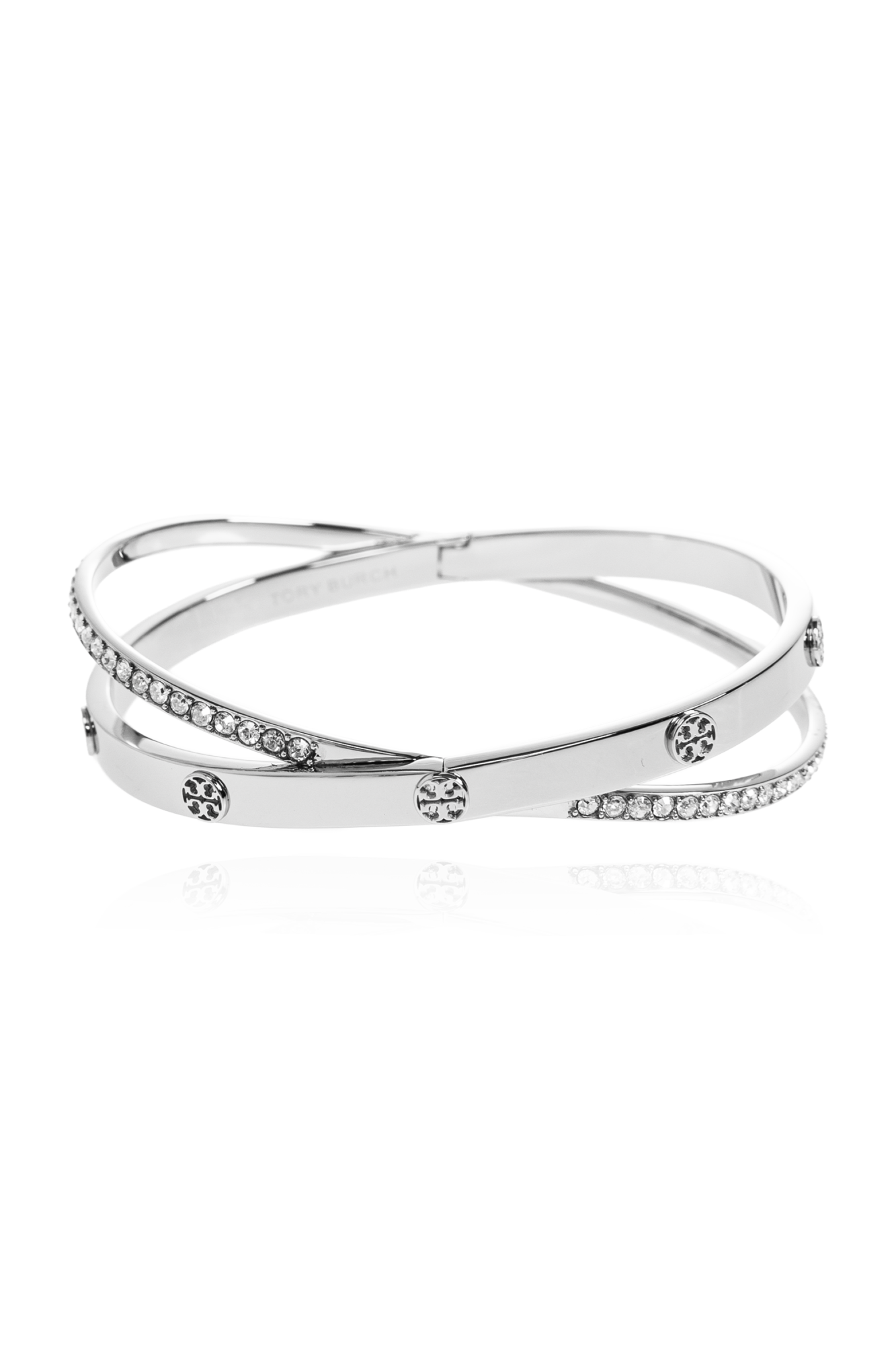 Tory Burch Bransoleta Z Połyskującymi Kryształami, Kobiety, Srebrny