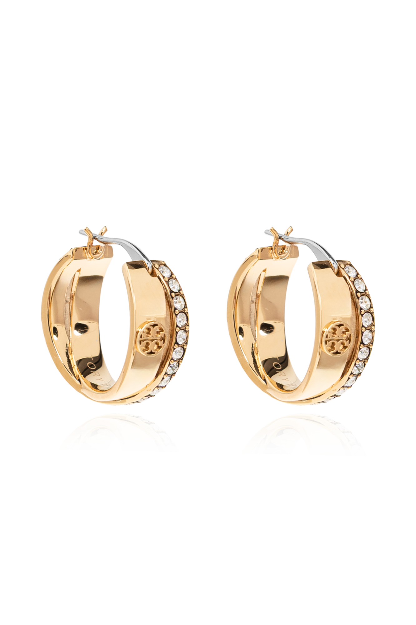 Tory Burch Kolczyki Z Połyskującymi Kryształami, Kobiety, Złoty