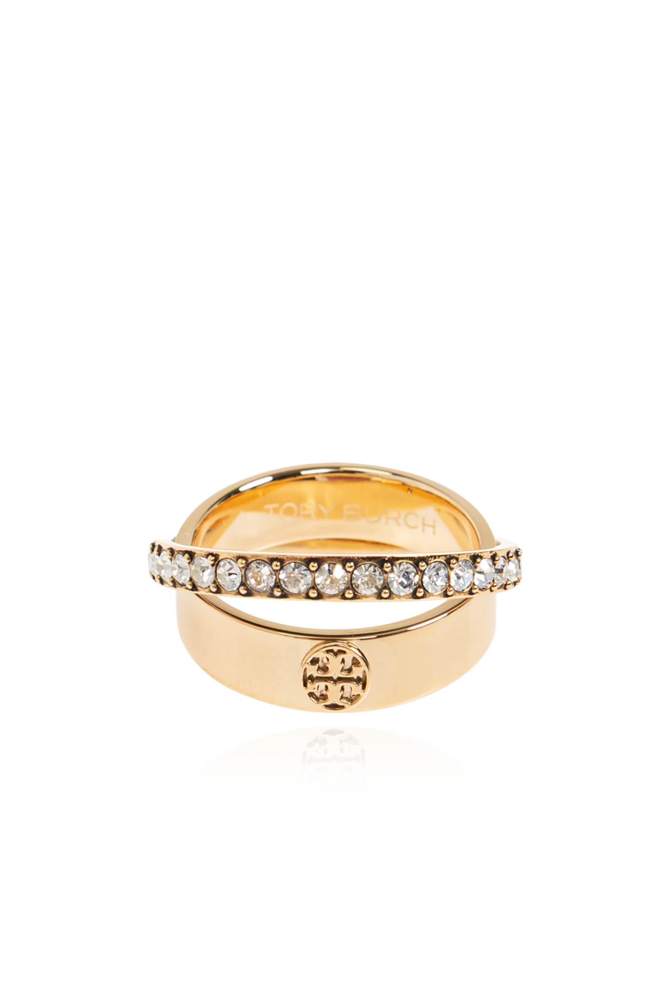 Tory Burch Pierścień Z Połyskującymi Kryształami, Kobiety, Złoty