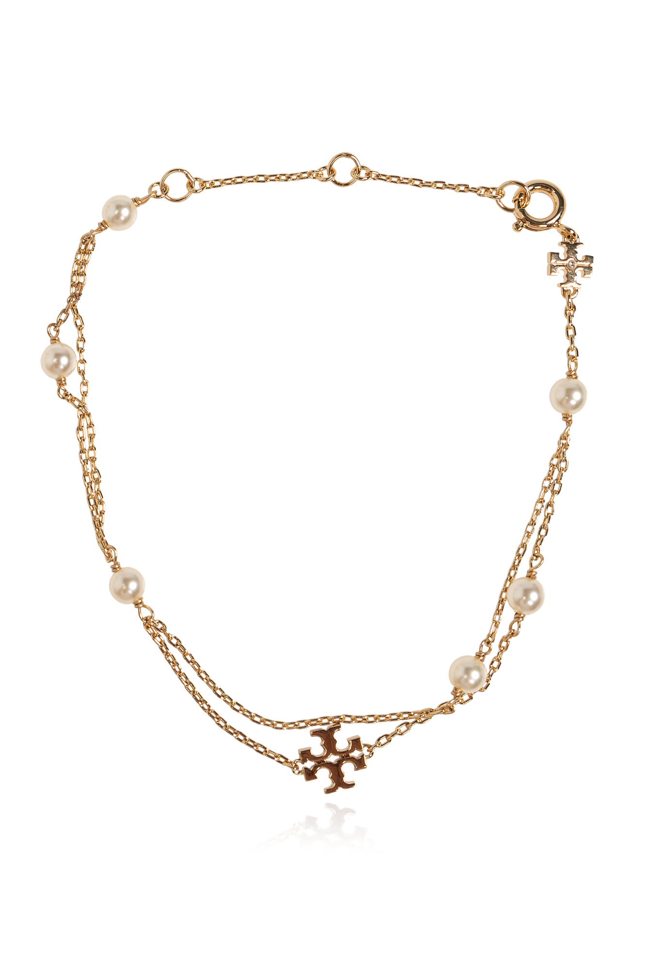 Tory Burch Bransoleta Ze Szklanymi Perłami, Kobiety, Złoty