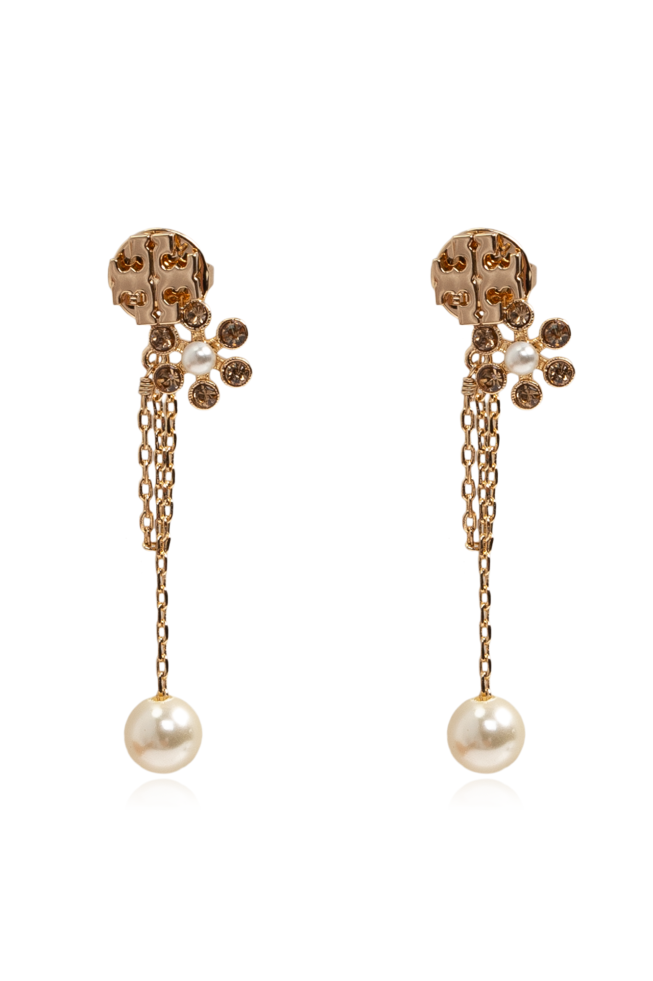 Tory Burch Kolczyki Z Logo, Kobiety, Złoty