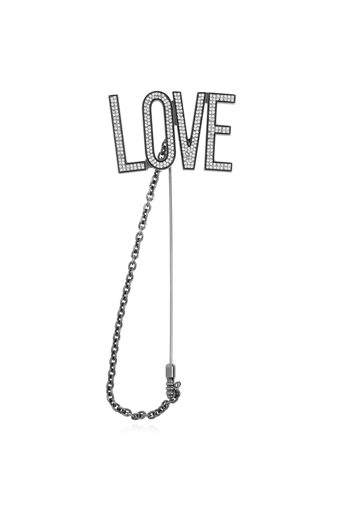 Moschino Broszka Z Napisem `LOVE`, Kobiety, Srebrny