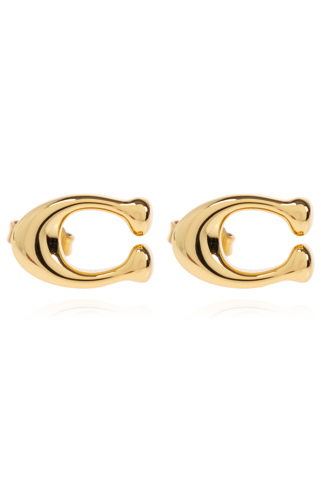 Coach Kolczyki Z Logo, Kobiety, Złoty