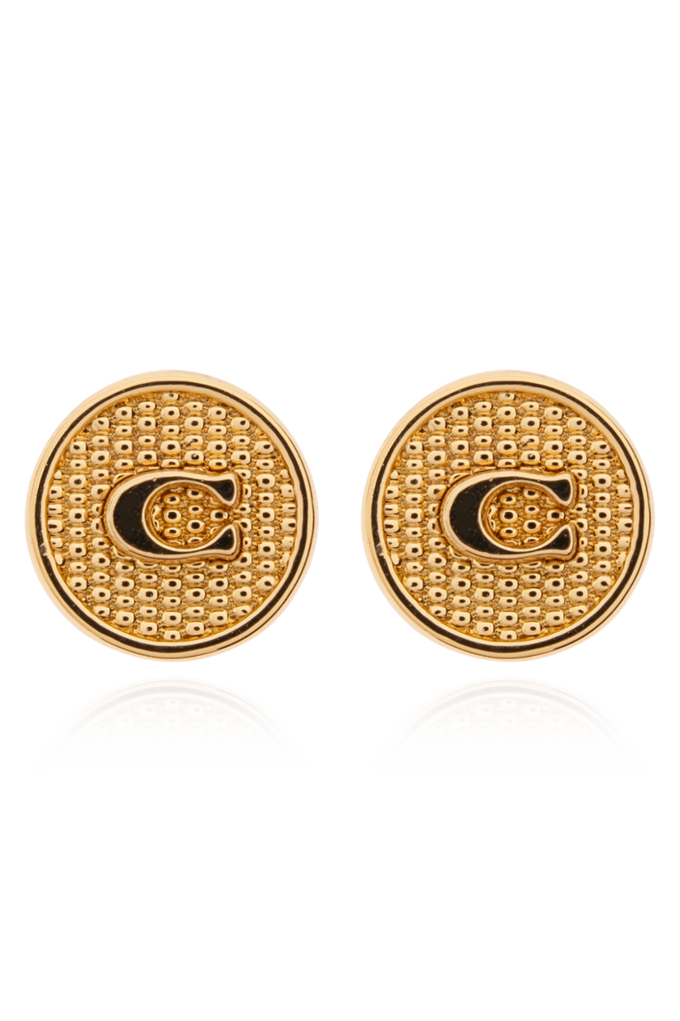 Coach Kolczyki Z Logo, Kobiety, Złoty