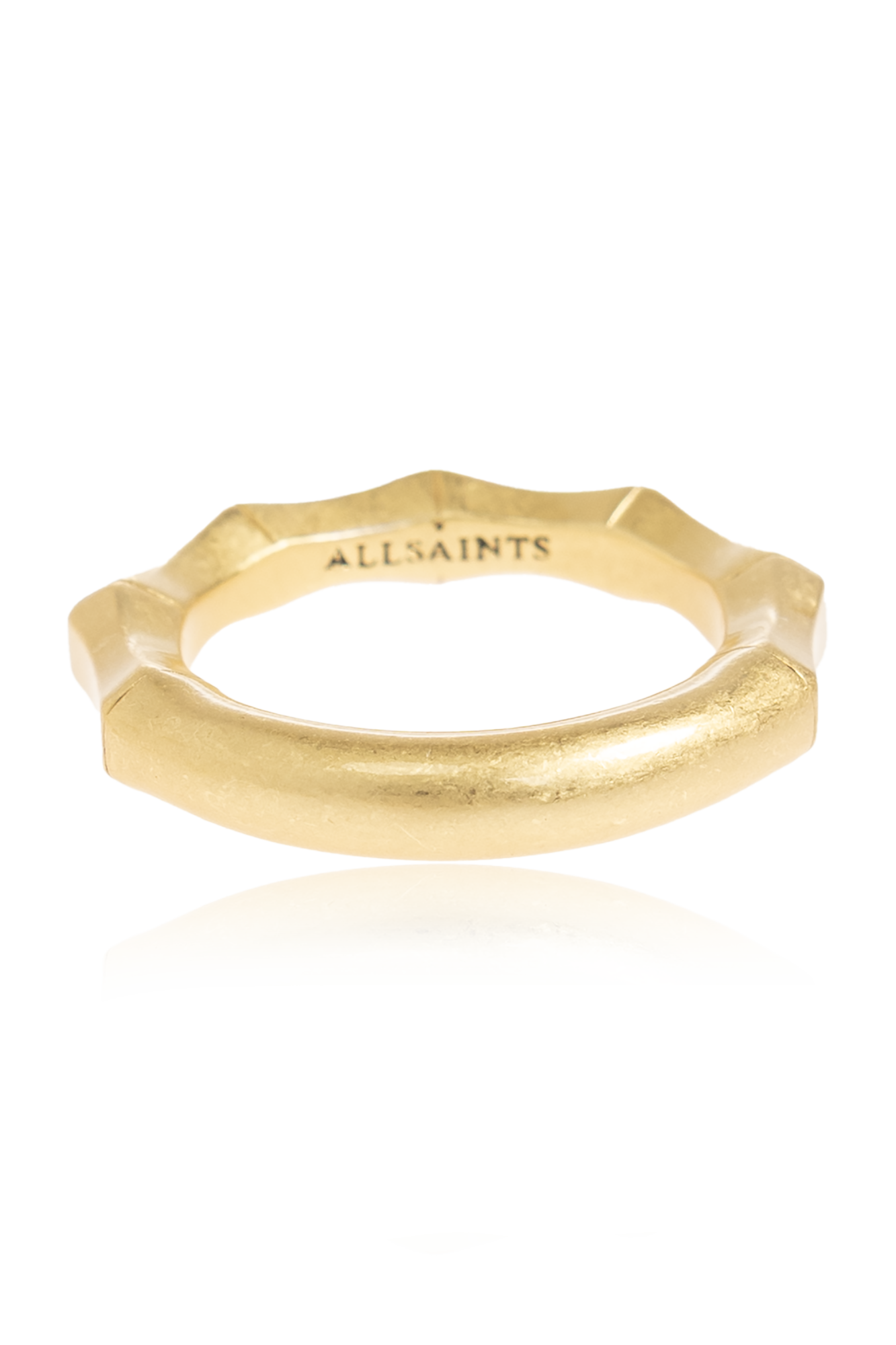 AllSaints Pierścień Z Wygrawerowanym Logo, Kobiety, Złoty
