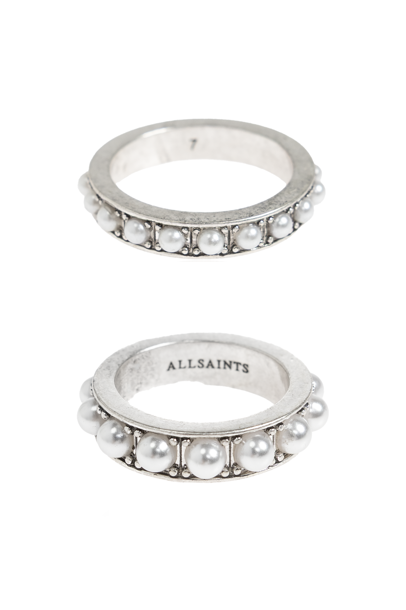 AllSaints Dwa Pierścienie, Kobiety, Srebrny