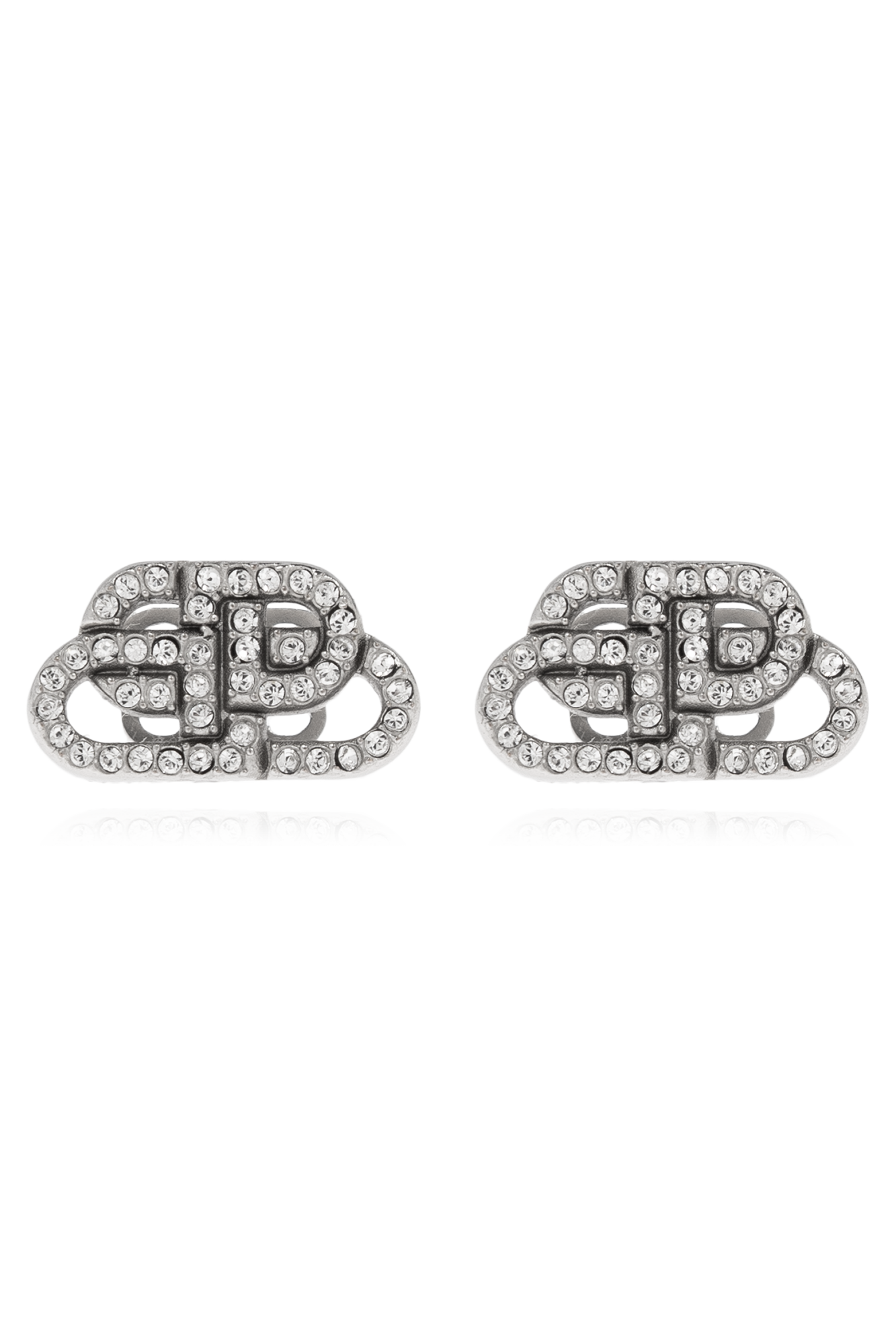 Balenciaga Kolczyki Z Logo, Unisex, Srebrny