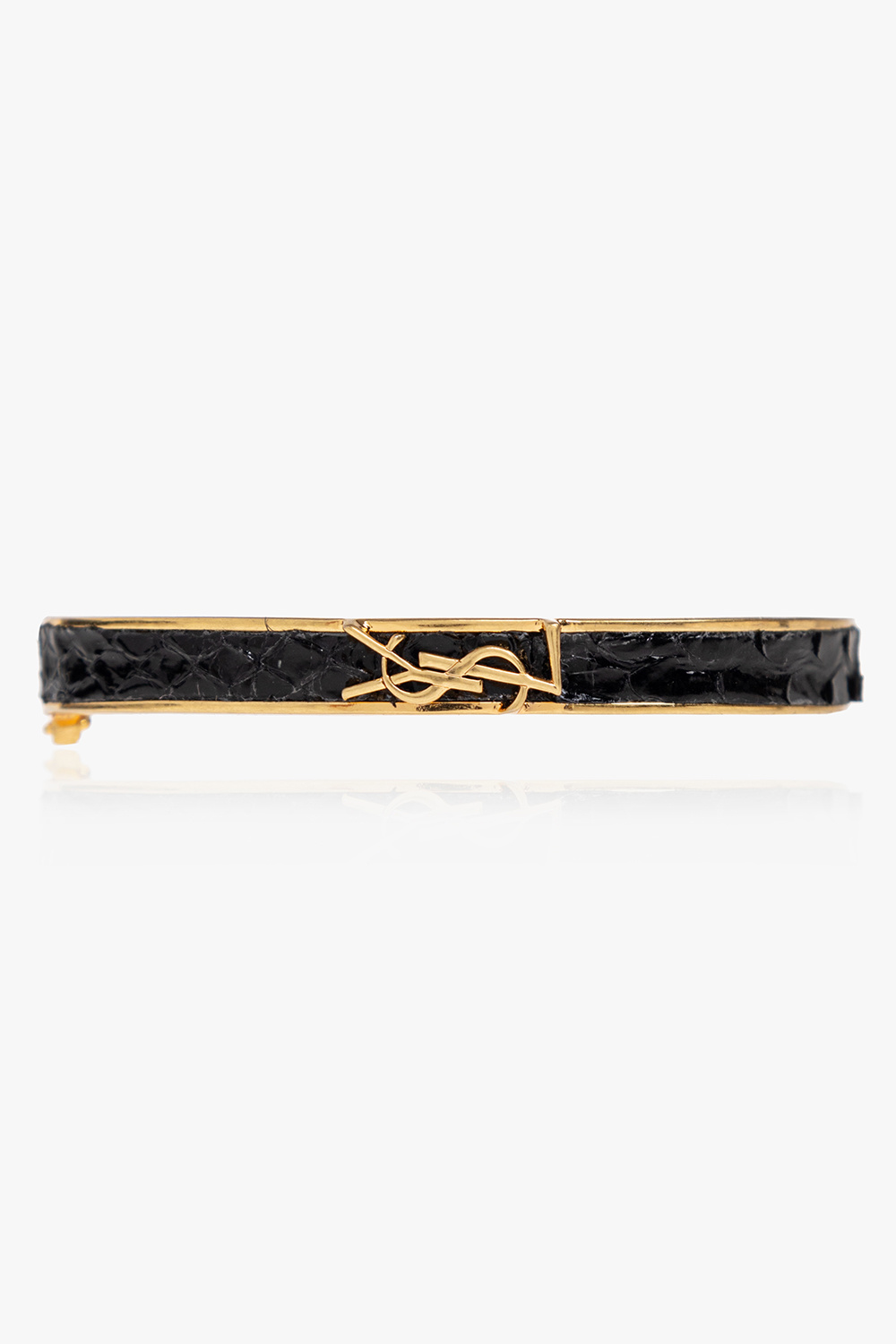 Saint Laurent Skórzana Bransoleta, Kobiety, Czarny