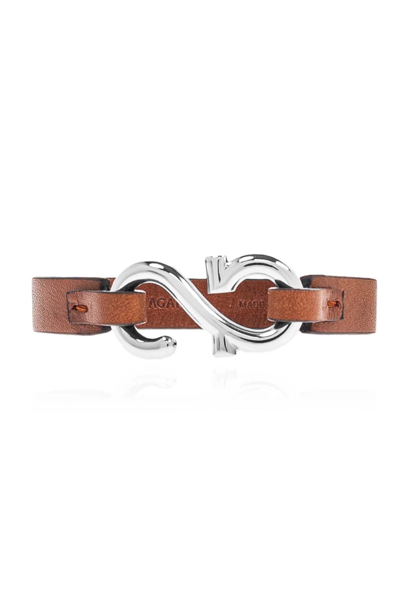 FERRAGAMO Skórzana Bransoleta, Mężczyźni, Brązowy