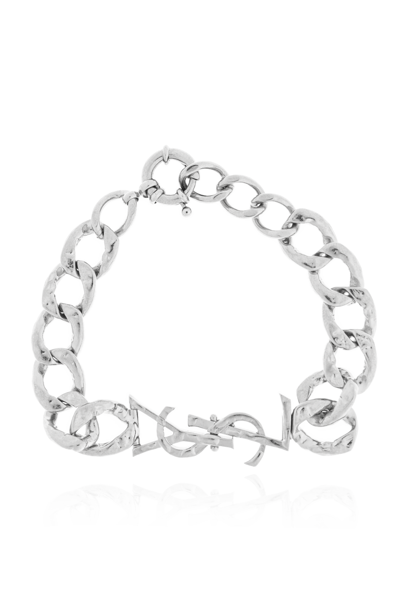 Saint Laurent Bransoleta Z Logo, Mężczyźni, Srebrny