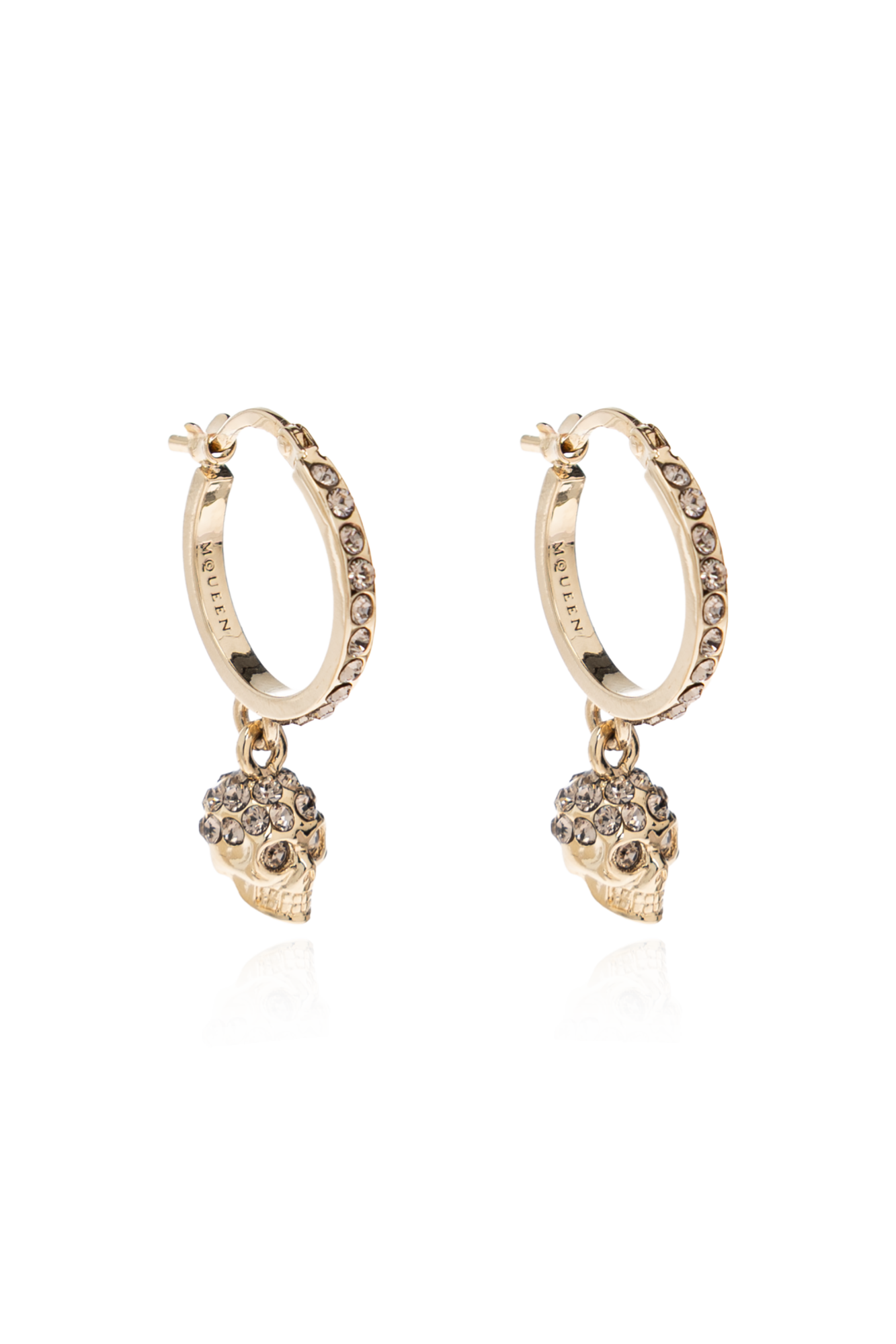 Alexander McQueen Kolczyki Z Połyskującymi Kryształami, Kobiety, Złoty