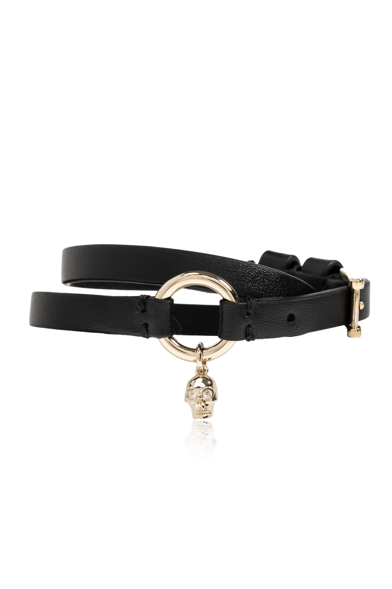 Alexander McQueen Skórzana Bransoleta, Kobiety, Czarny