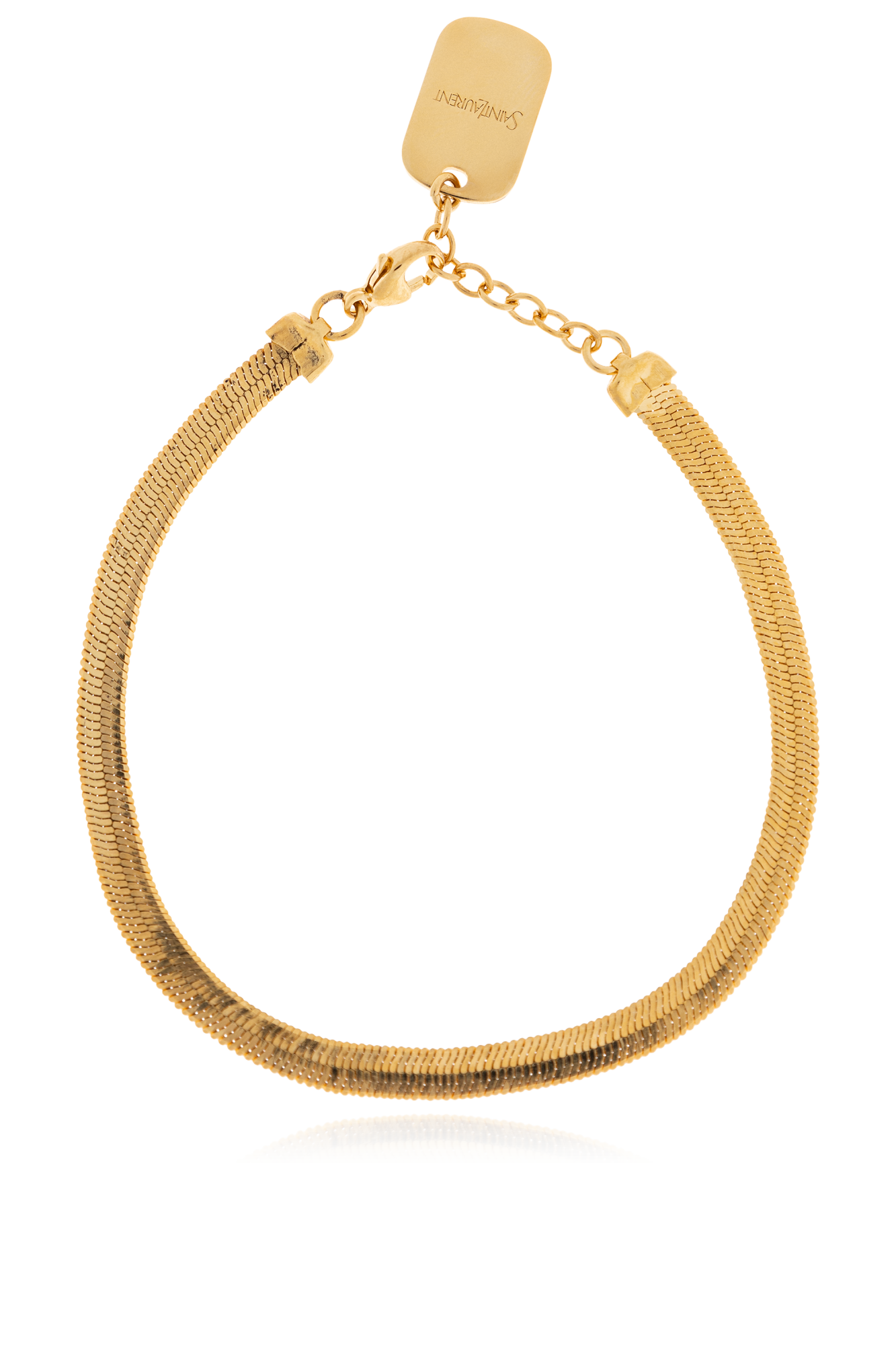 Saint Laurent Mosiężna Bransoleta Z Logo, Mężczyźni, Złoty