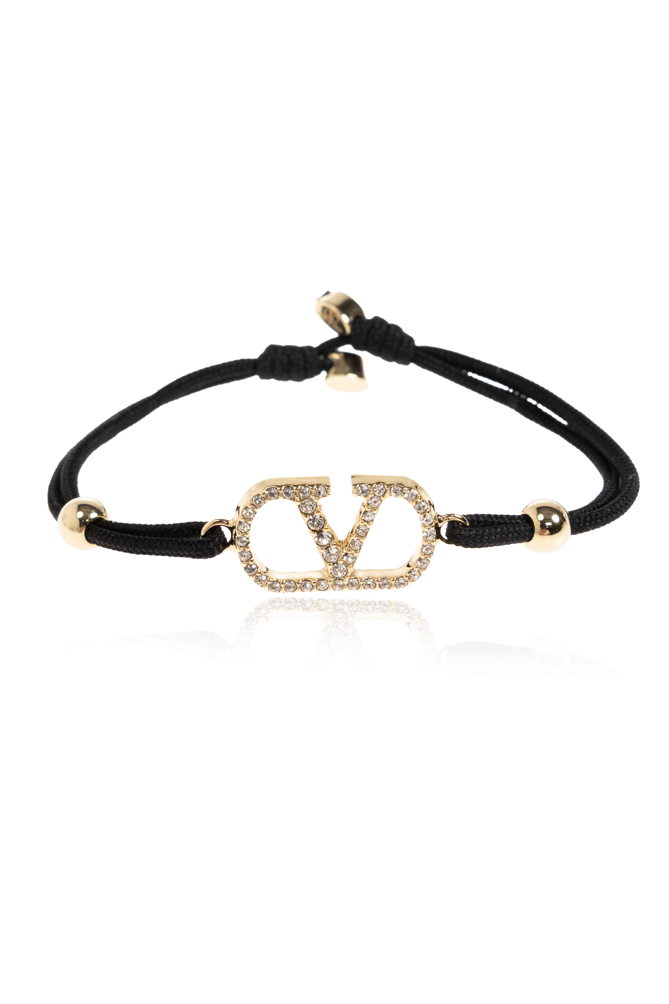 Valentino Garavani Regulowana Bransoleta Z Kryształami Swarovski, Kobiety, Czarny