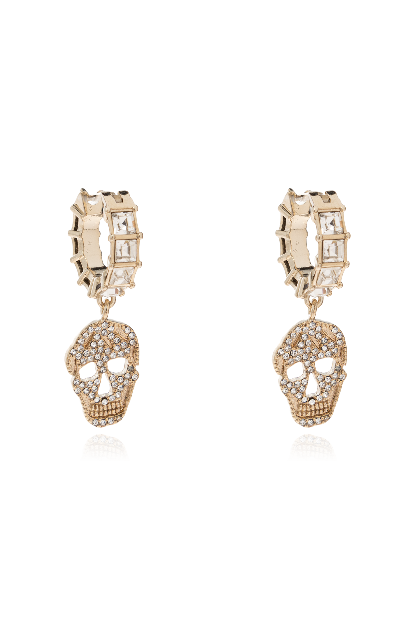 Alexander McQueen Kolczyki Z Połyskującymi Kryształami, Kobiety, Złoty