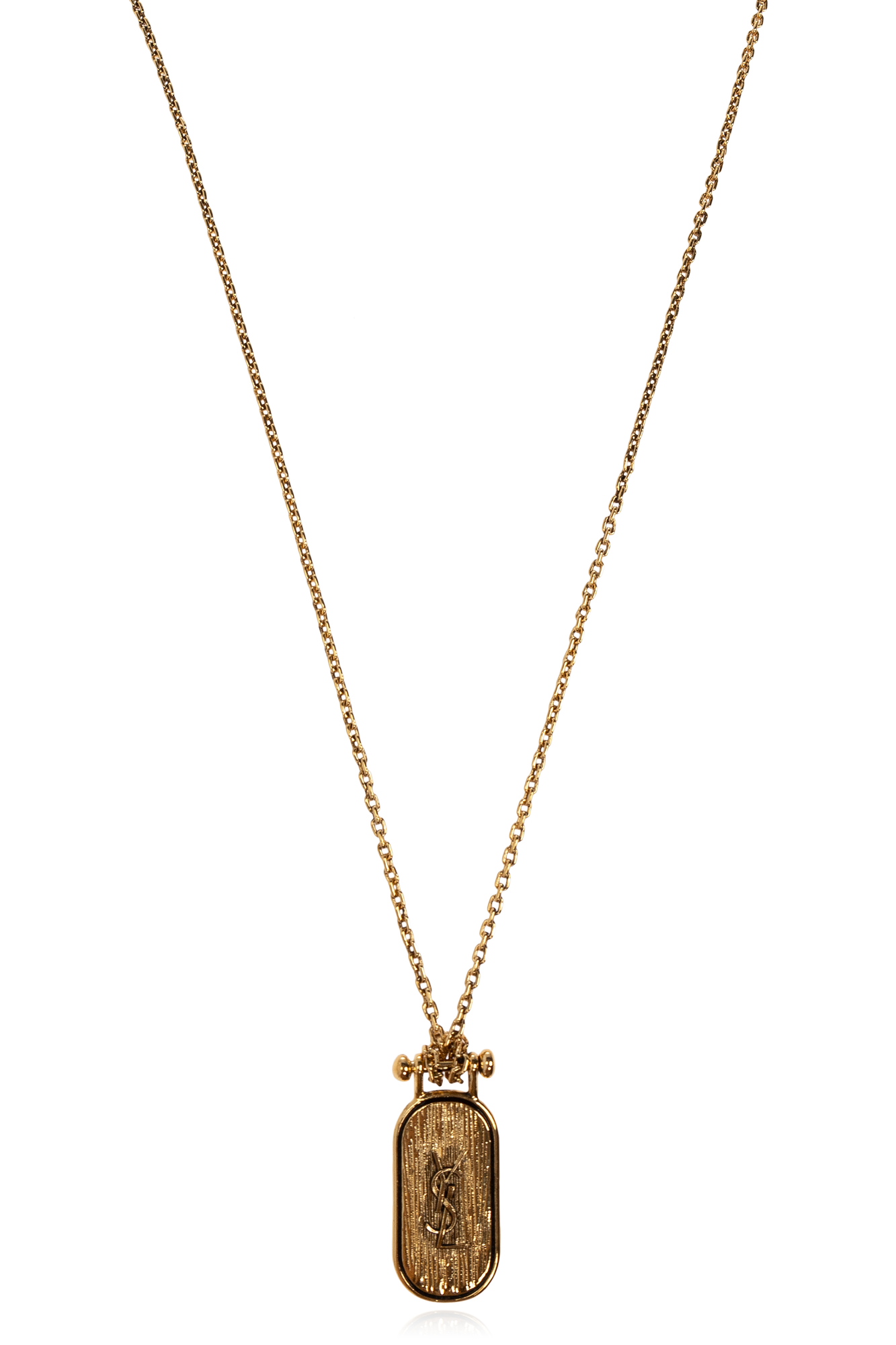 Saint Laurent Naszyjnik Z Zawieszką Logo, Mężczyźni, Złoty