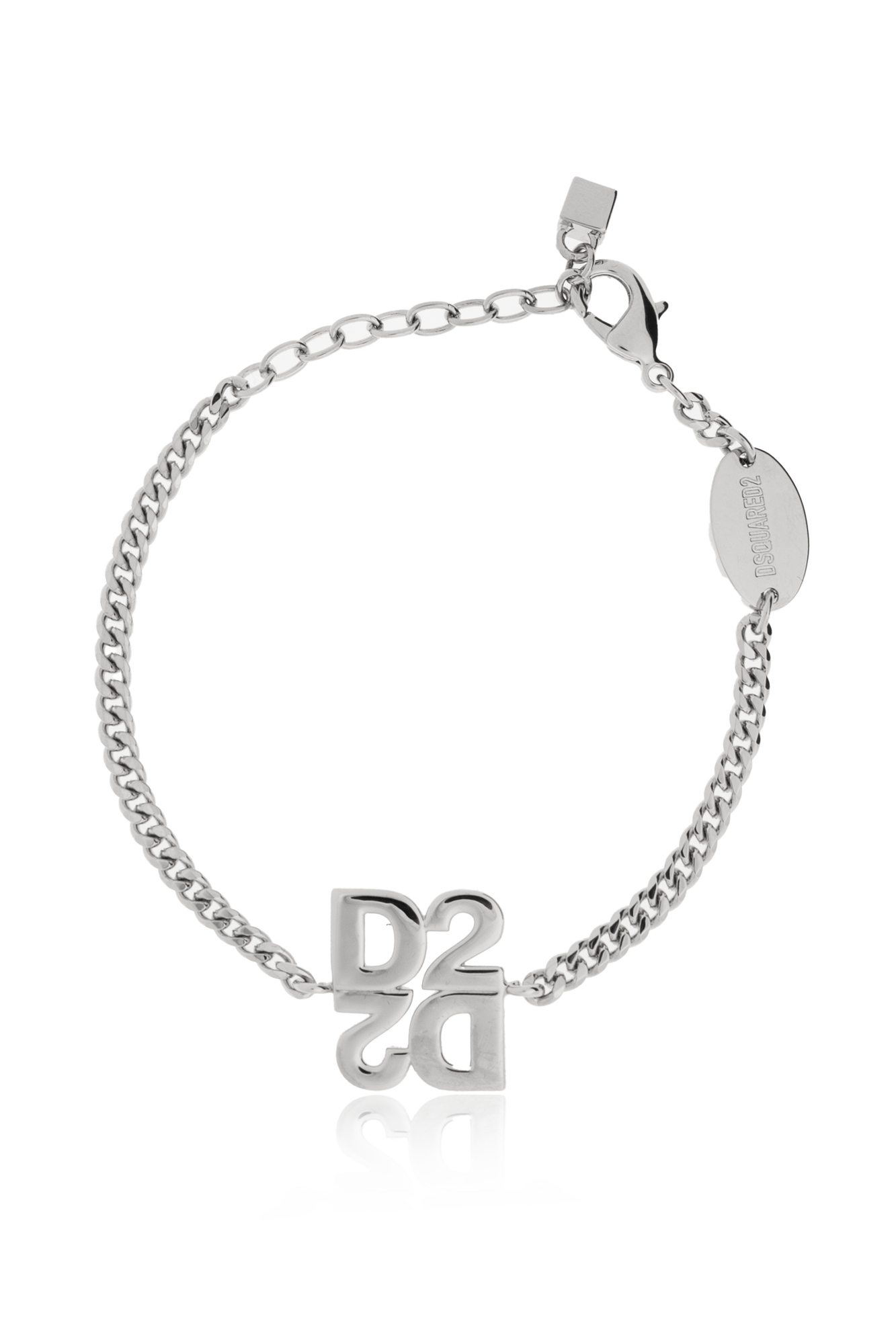Dsquared2 Mosiężna Bransoleta Z Logo, Mężczyźni, Srebrny