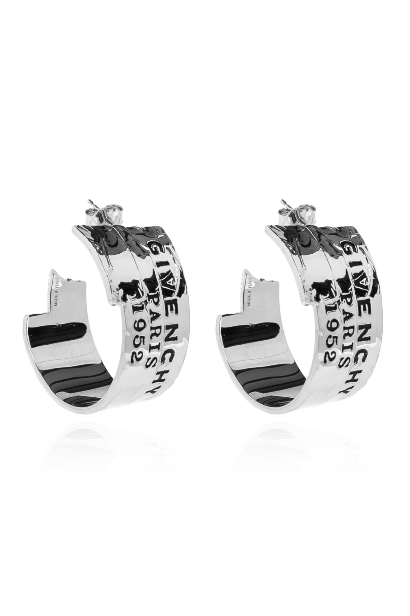 Givenchy Kolczyki Z Wygrawerowanym Logo, Kobiety, Srebrny