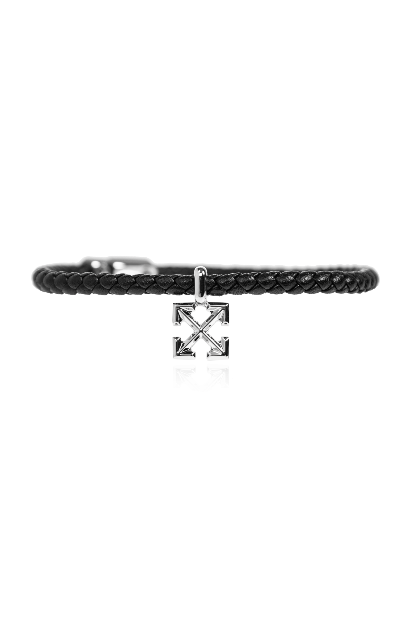 Off-White Skórzana Bransoleta, Mężczyźni, Czarny