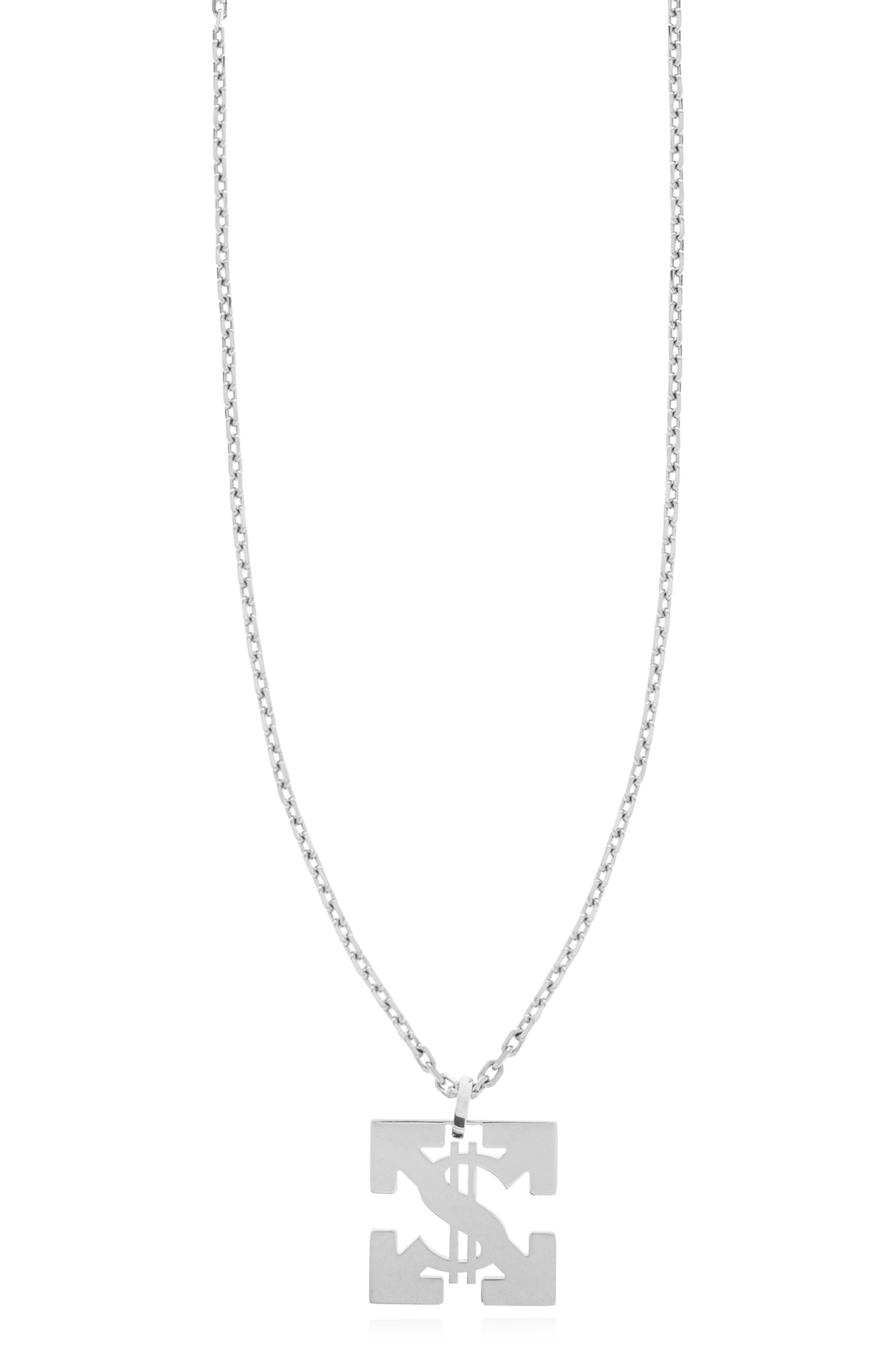 Off-White Naszyjnik Z Zawieszką, Mężczyźni, Srebrny